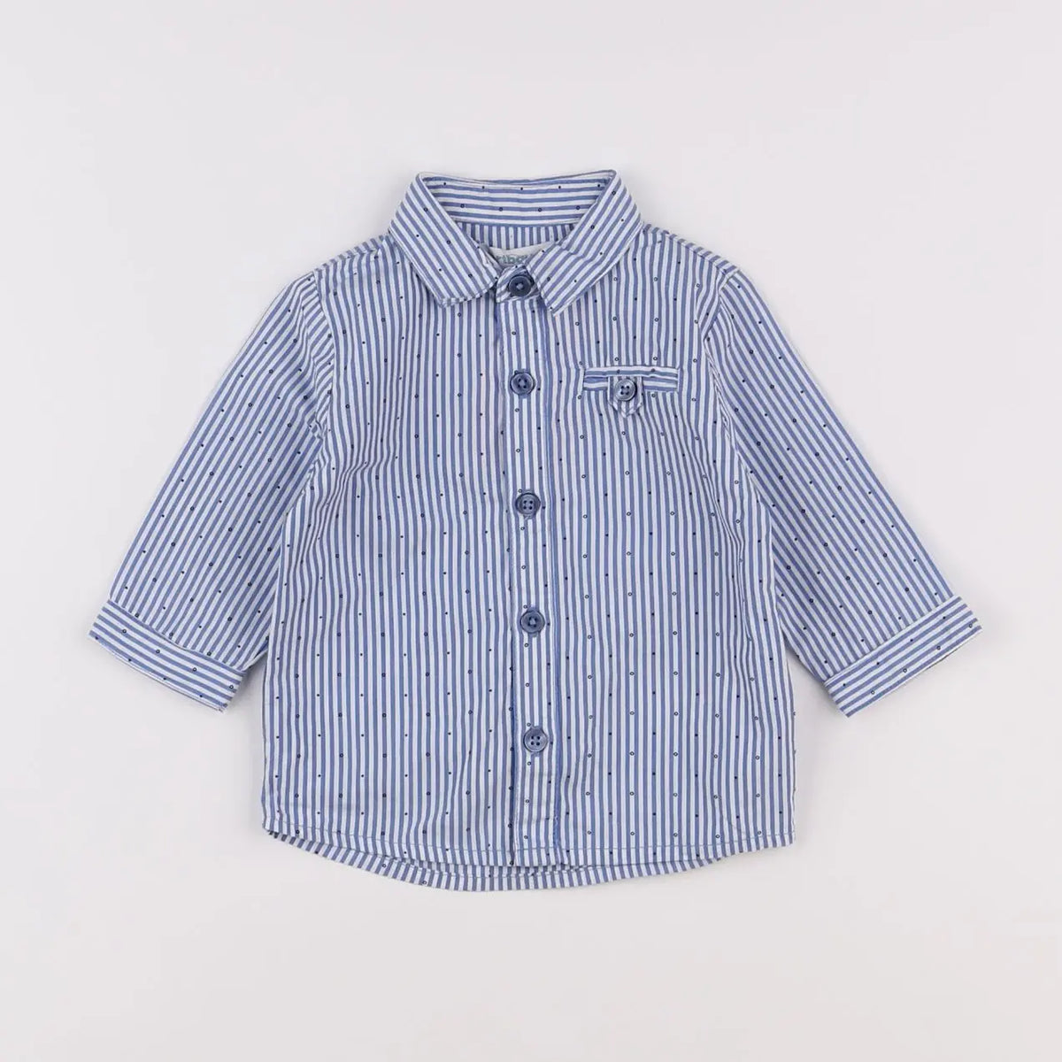 Vertbaudet - chemise bleu, blanc - 3 mois