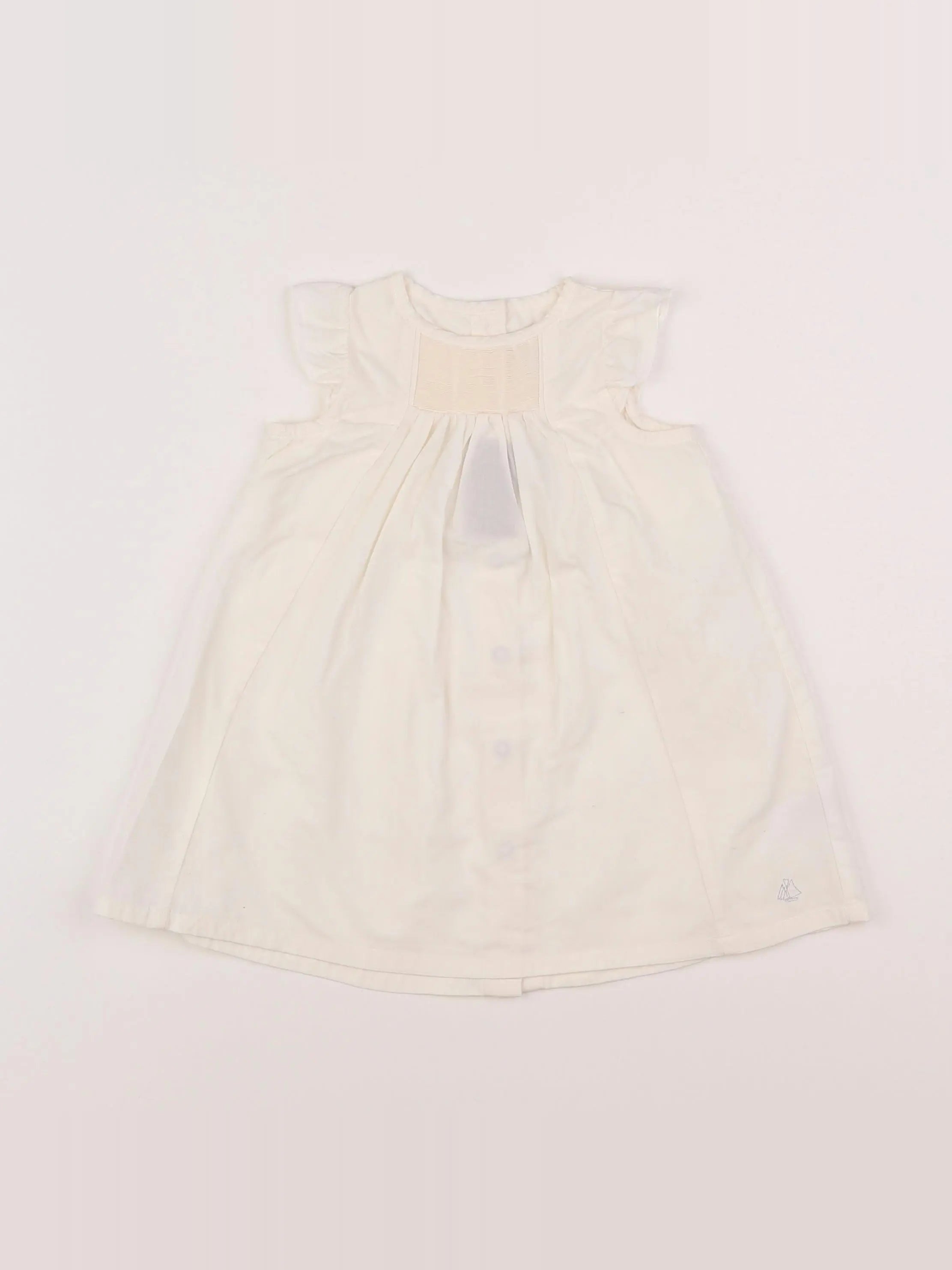 Petit Bateau - robe blanc - 12 mois