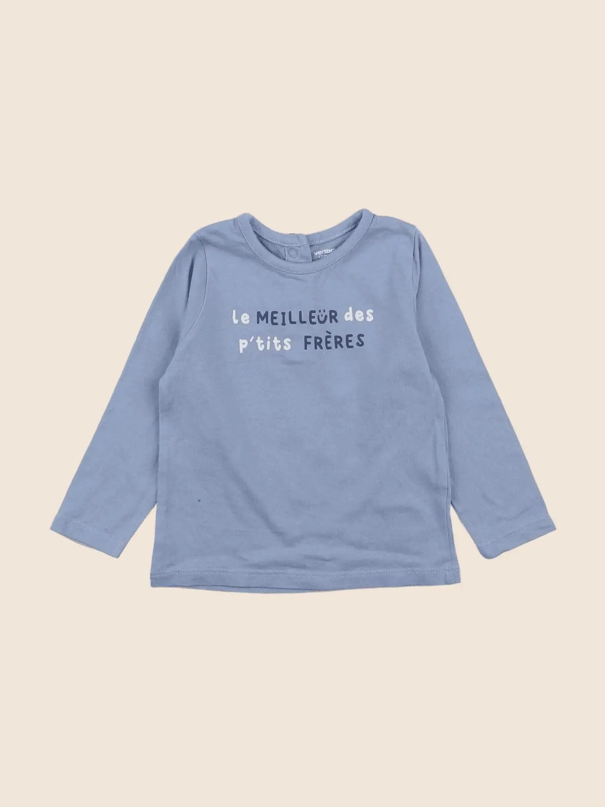 Vertbaudet - tee-shirt bleu - 12 mois