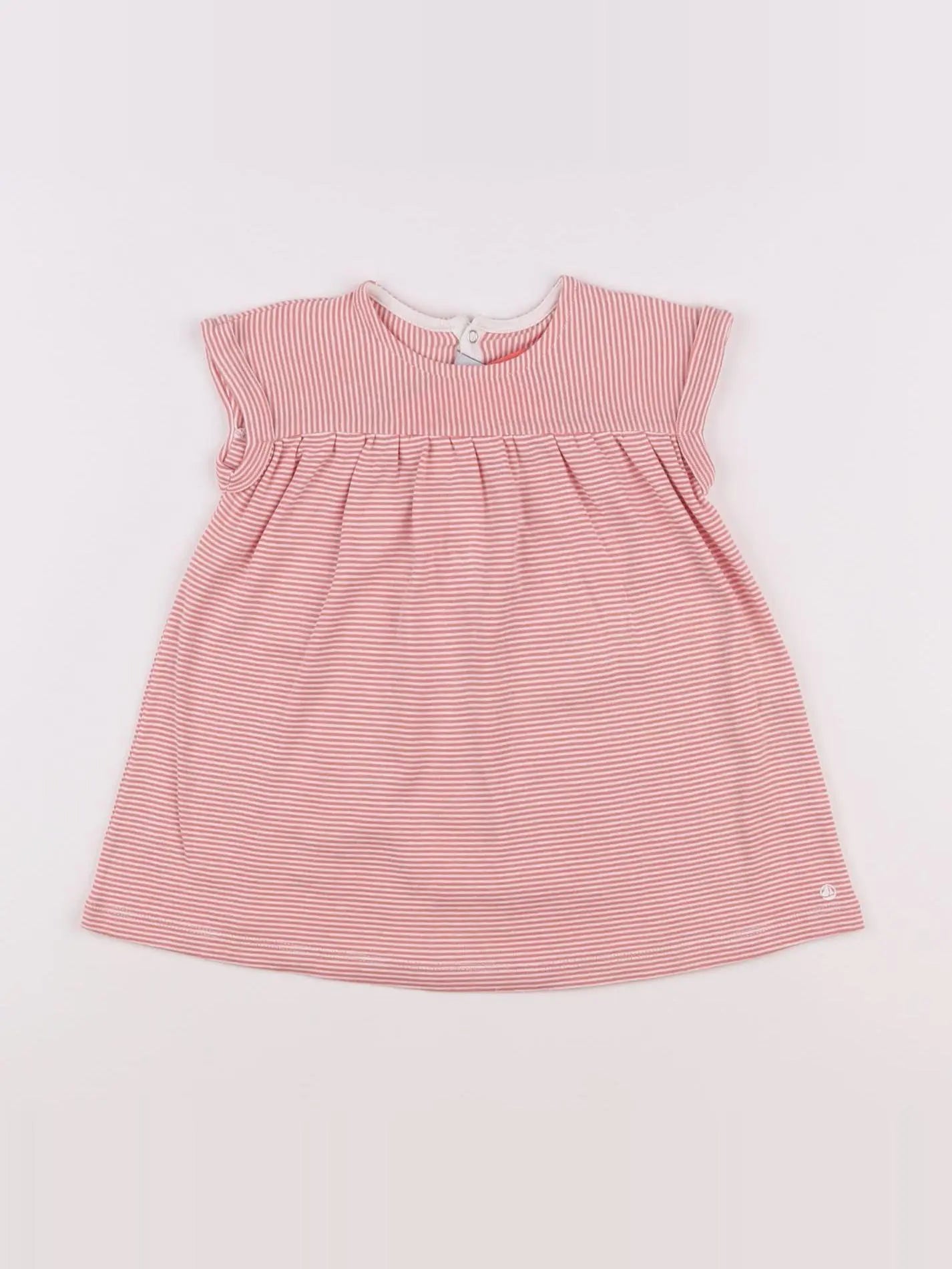Petit Bateau - robe blanc, rose - 12 mois