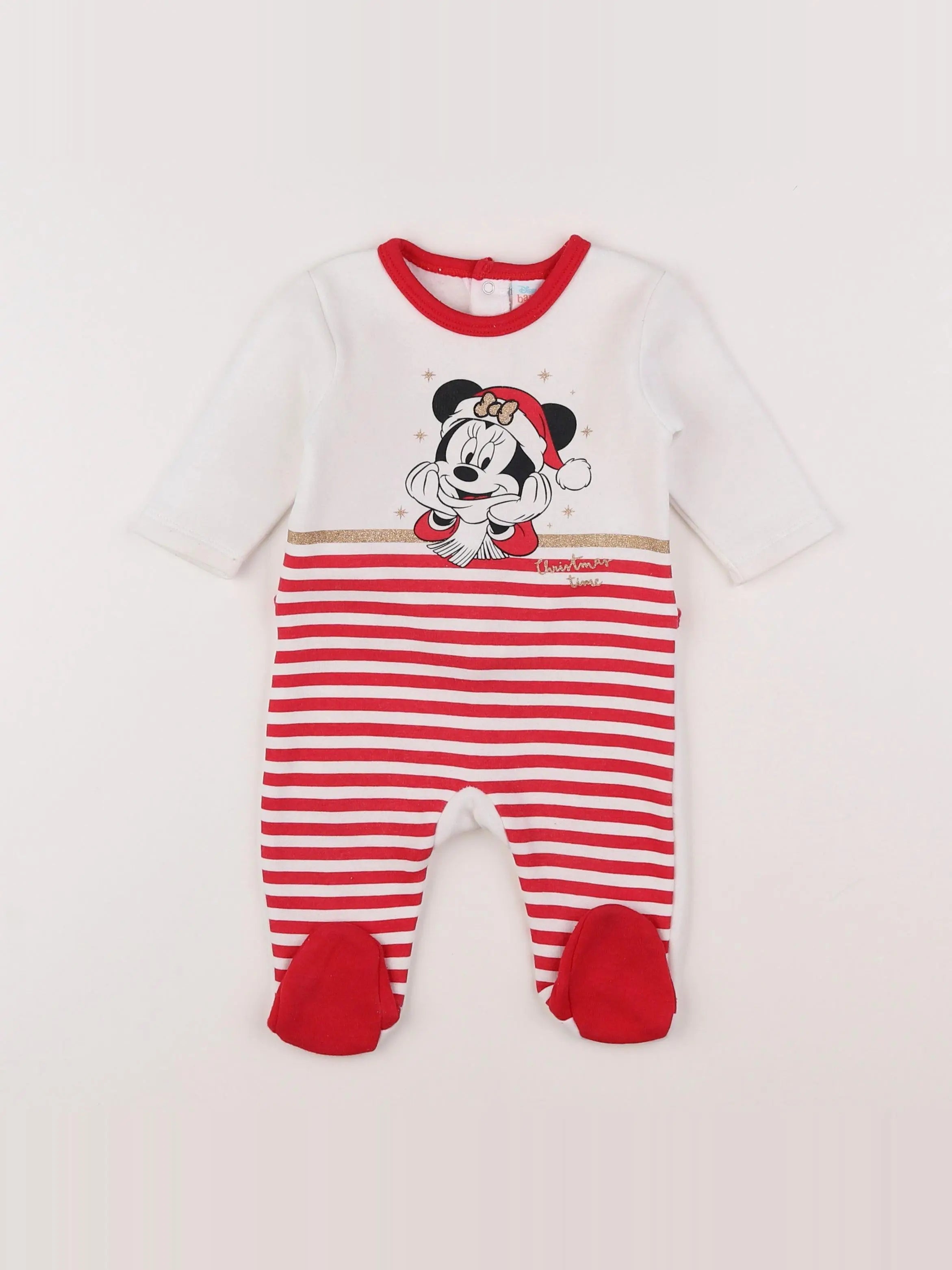 Vertbaudet - pyjama coton beige, rouge - 3 mois