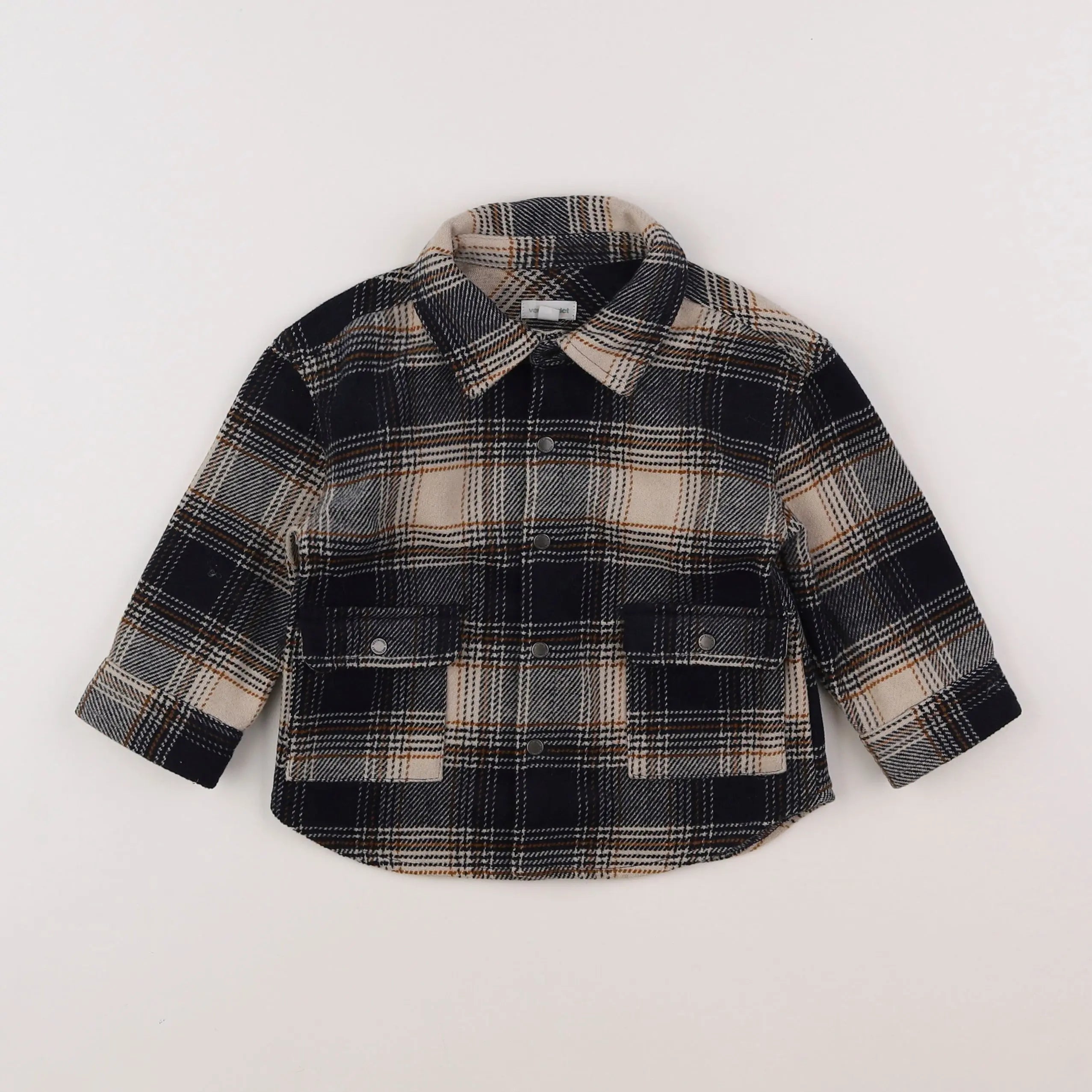 Vertbaudet - chemise marron, noir - 18 mois