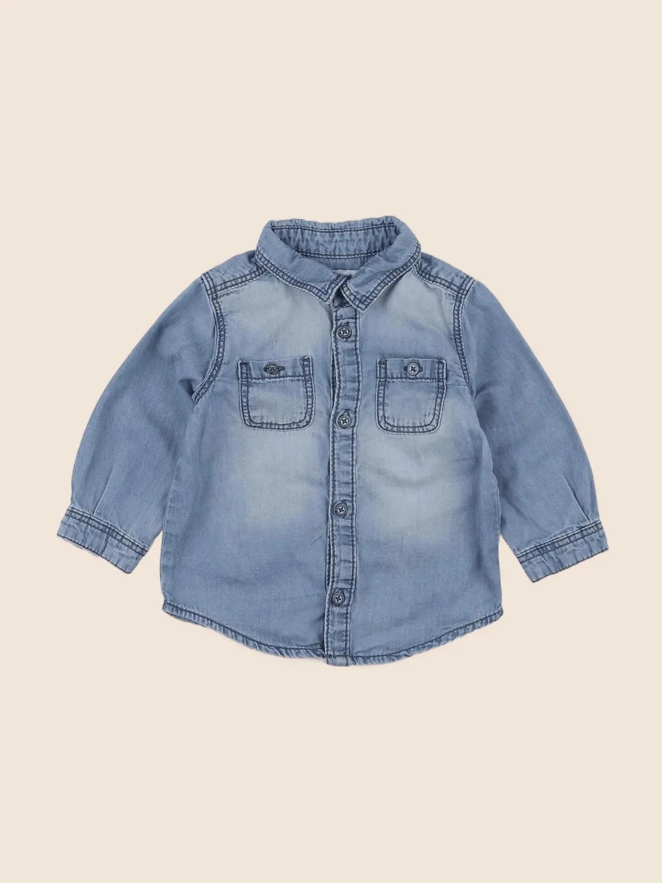 Vertbaudet - chemise bleu - 9 mois