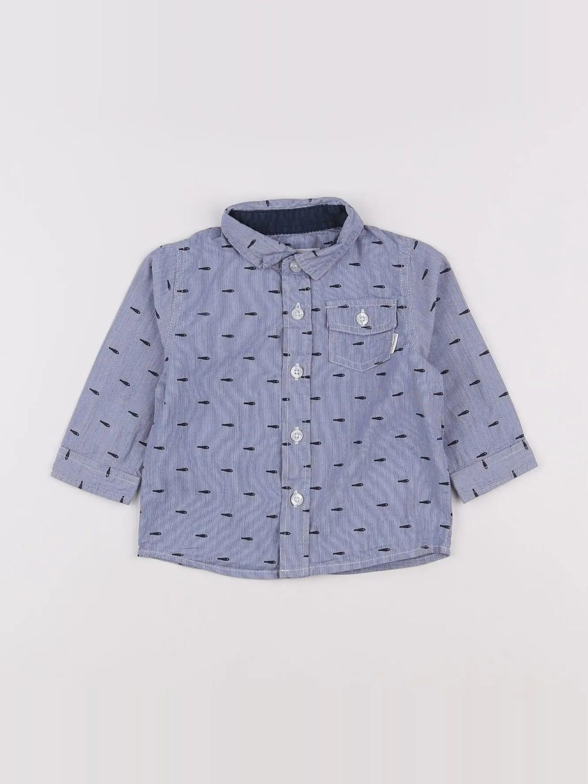 Vertbaudet - chemise bleu - 9 mois