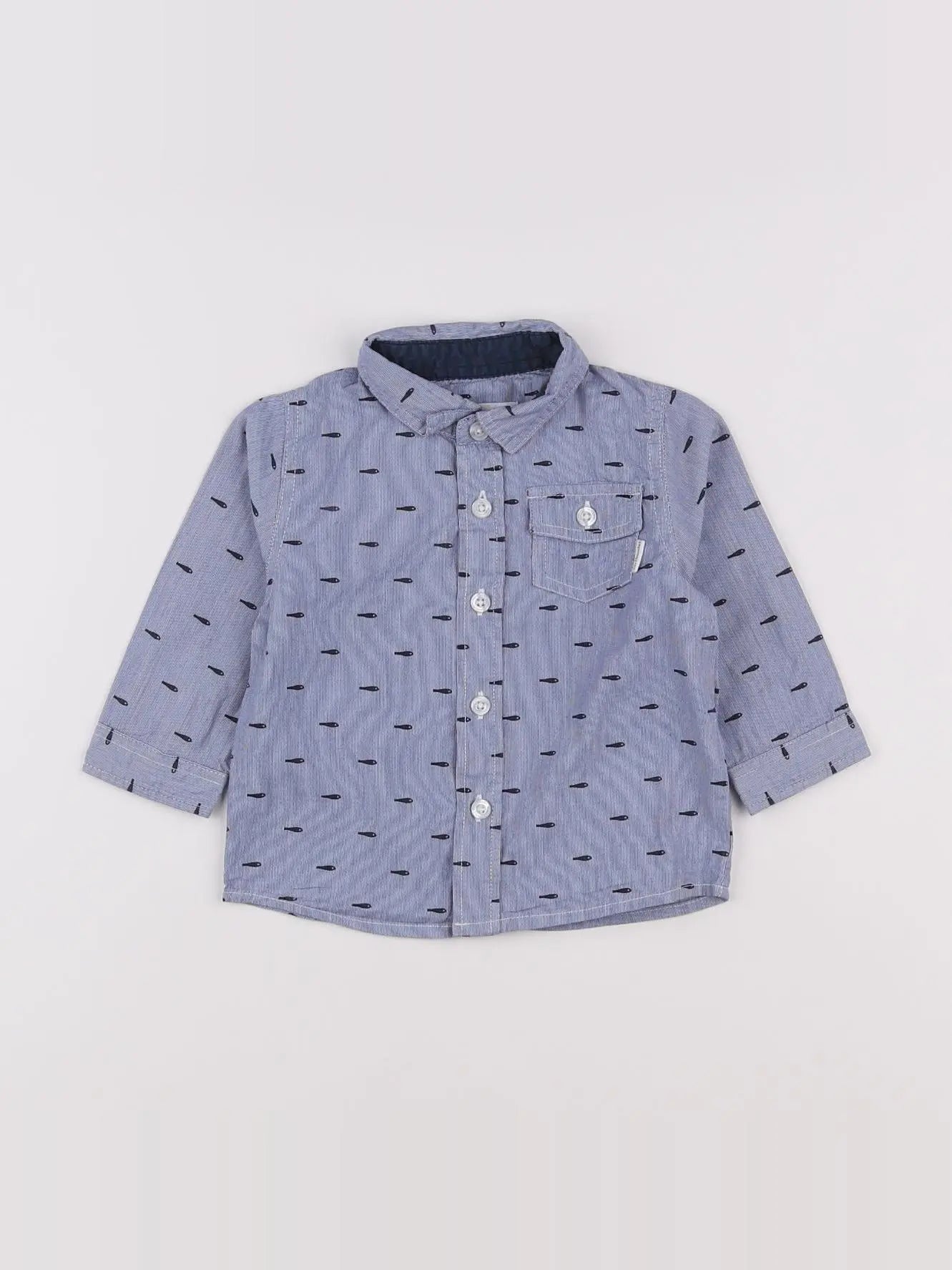 Vertbaudet - chemise bleu - 9 mois