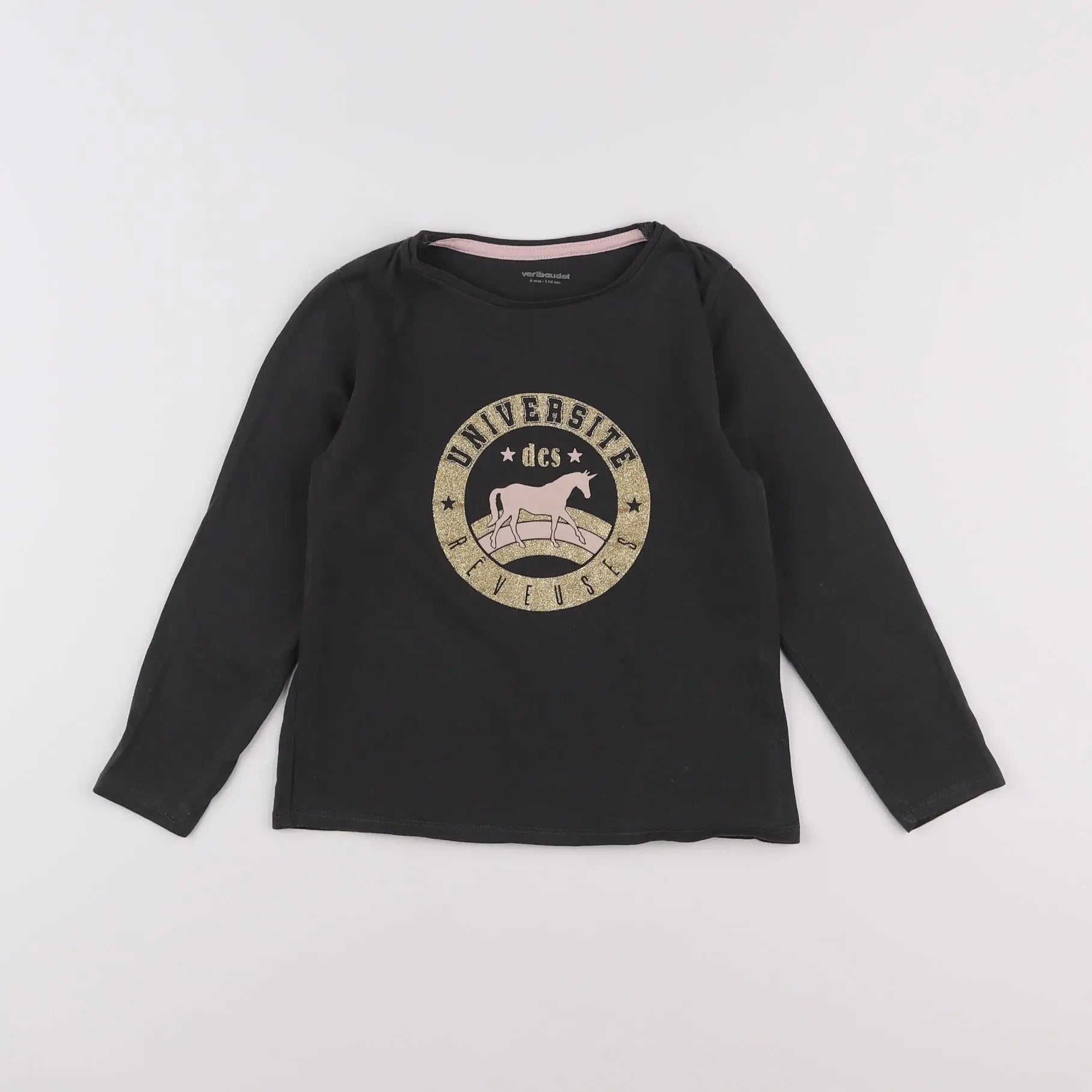 Vertbaudet - tee-shirt or, gris - 6 ans