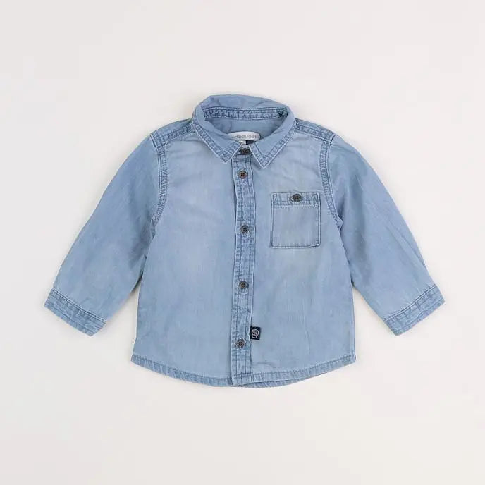 Vertbaudet - chemise bleu - 9 mois