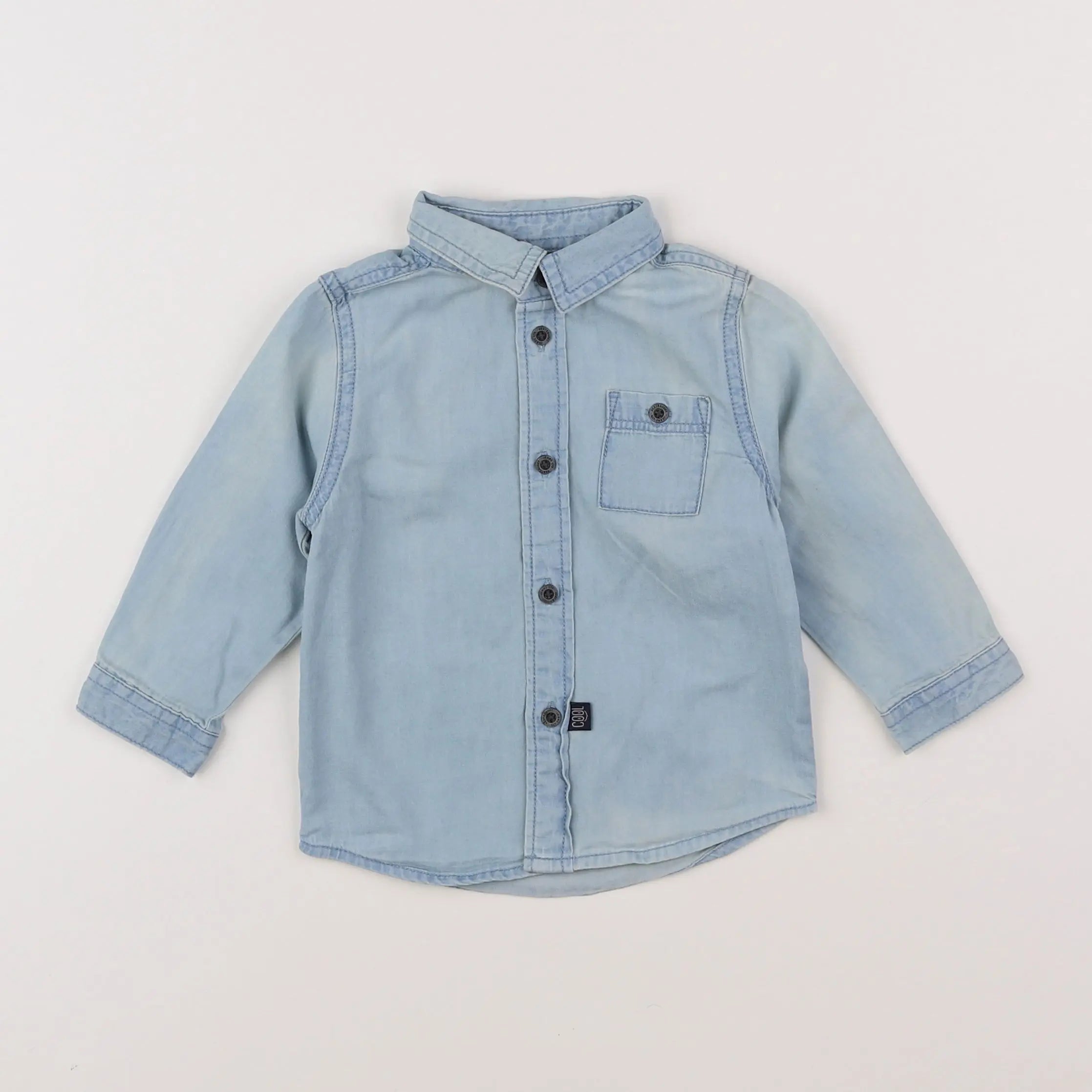 Vertbaudet - chemise bleu - 12 mois