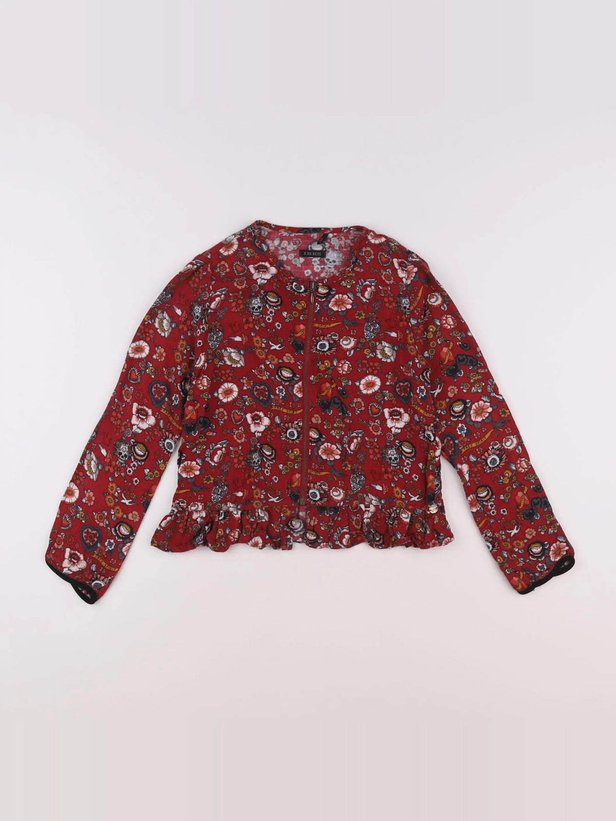 IKKS - blouse rouge, blanc - 8 ans