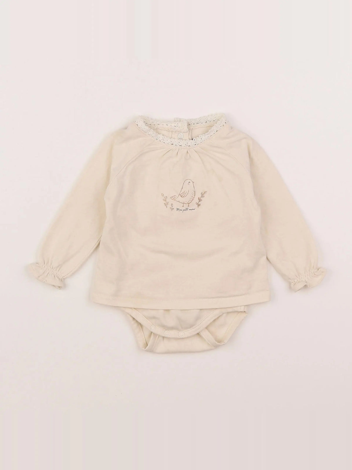 Vertbaudet - body tee-shirt beige - 3 mois