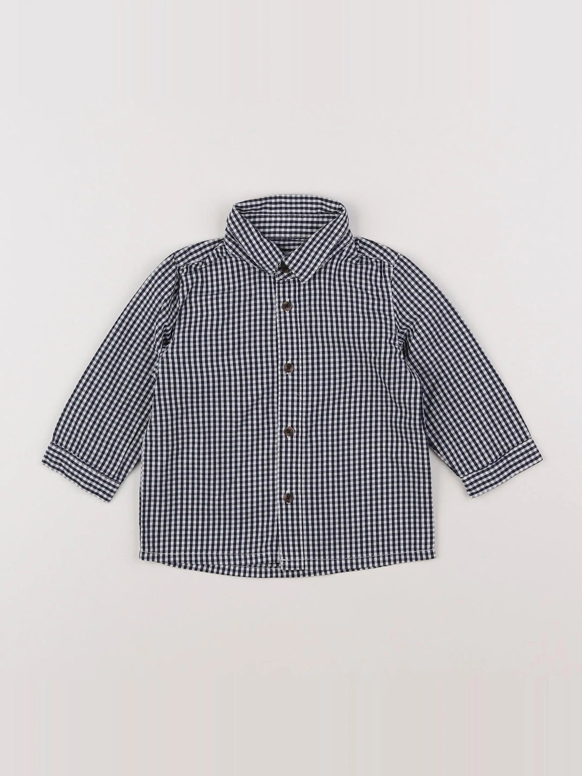 Vertbaudet - chemise blanc, bleu - 6/9 mois