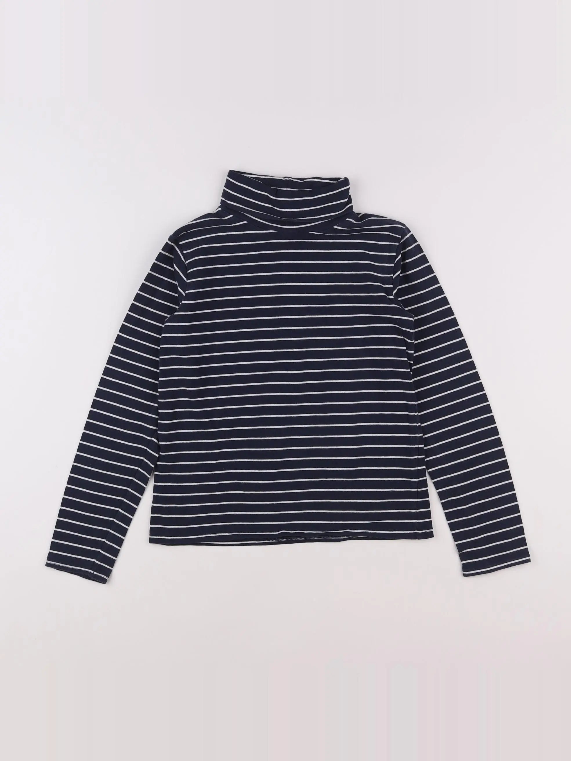 Vertbaudet - sous-pull bleu, blanc - 10 ans
