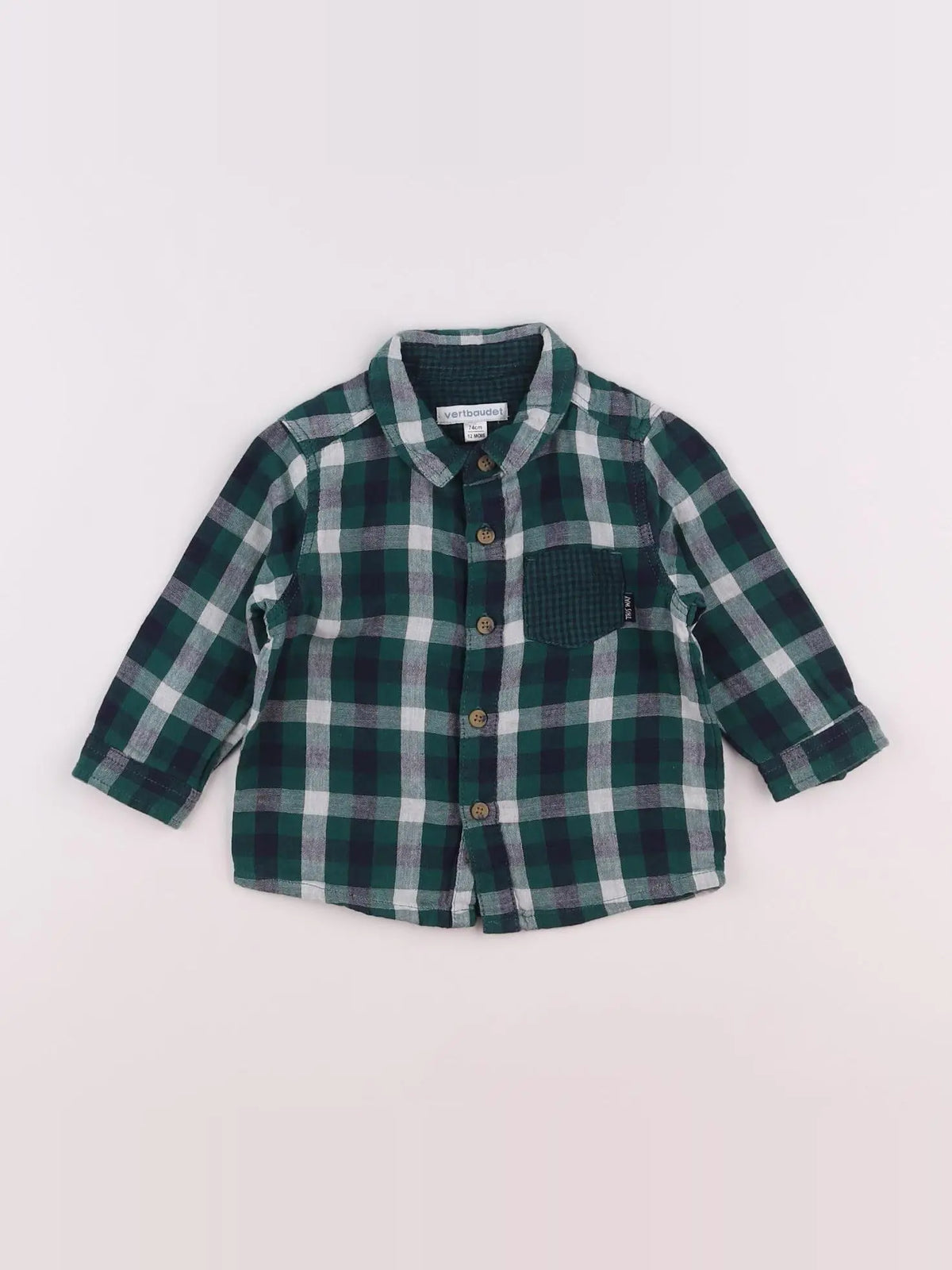 Vertbaudet - chemise vert - 12 mois