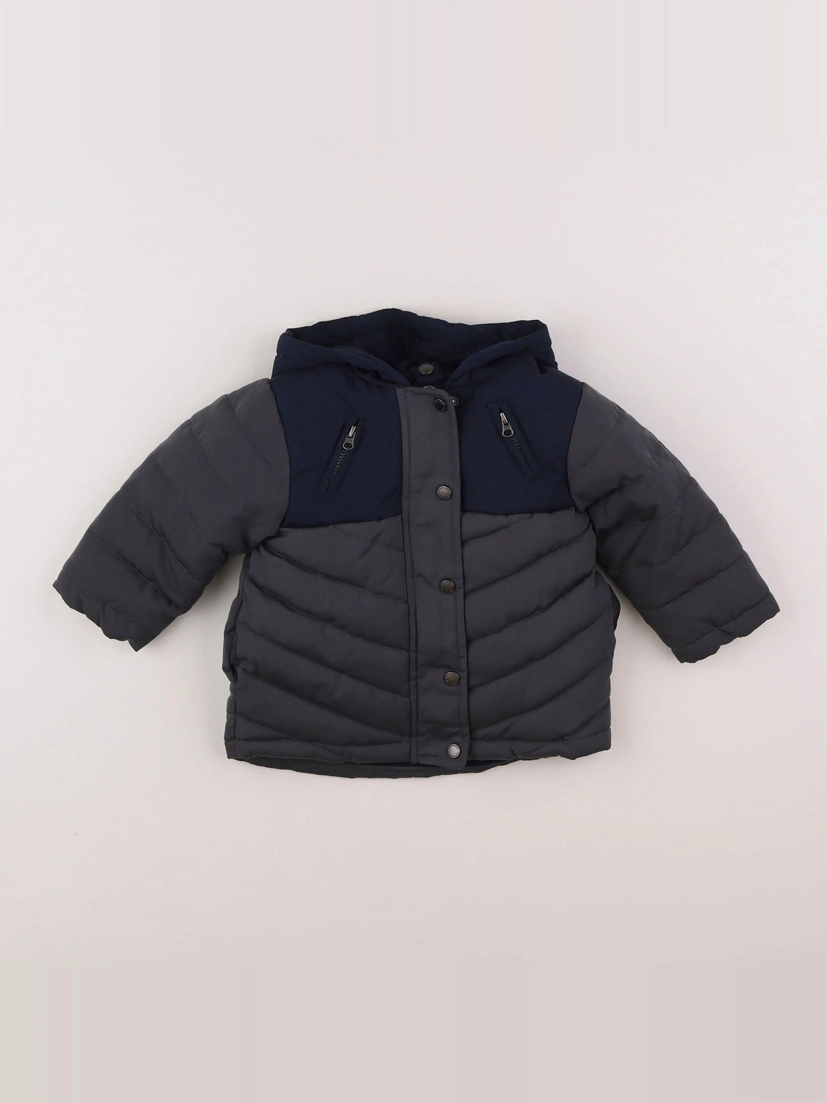 Vertbaudet - parka gris, bleu - 12 mois