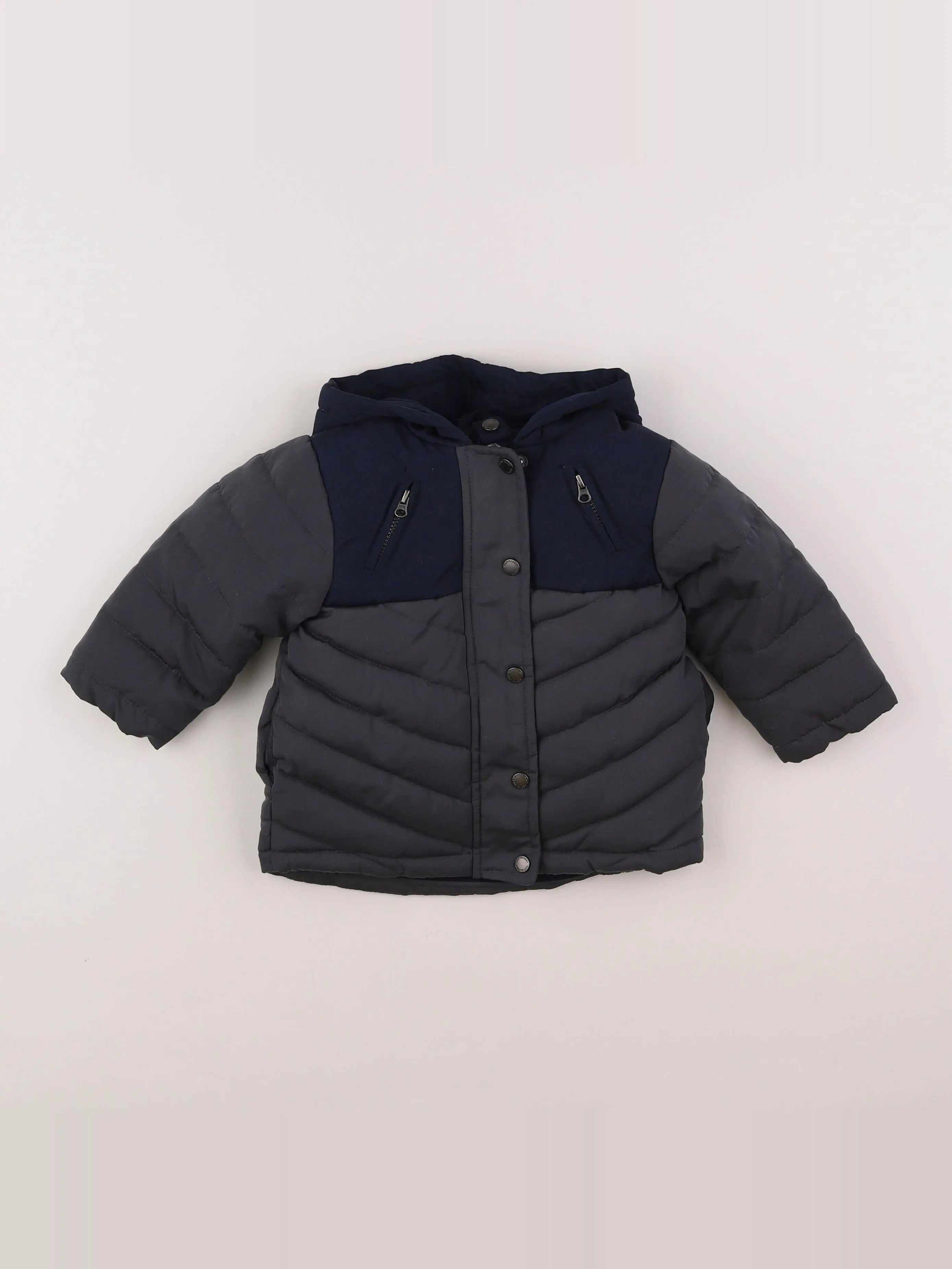 Vertbaudet - parka gris, bleu - 12 mois