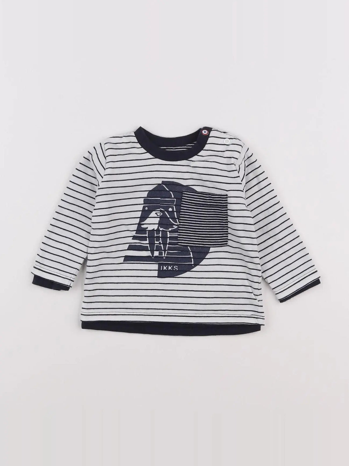 IKKS - tee-shirt blanc, bleu - 6 mois
