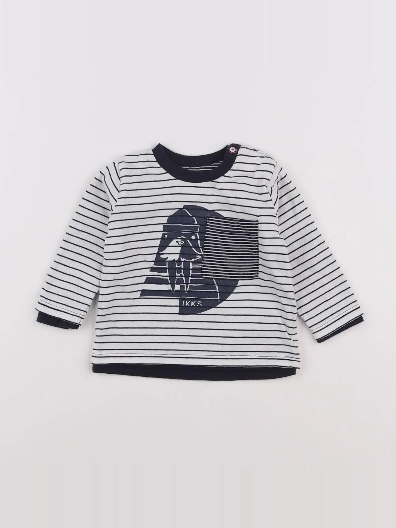 IKKS - tee-shirt blanc, bleu - 6 mois