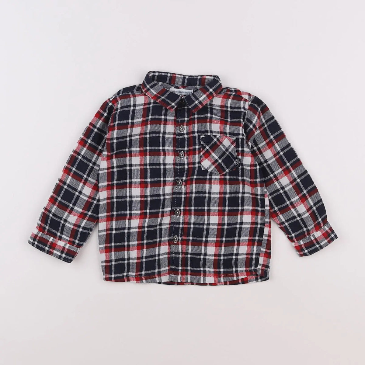 Vertbaudet - chemise blanc, bleu, rouge - 18 mois