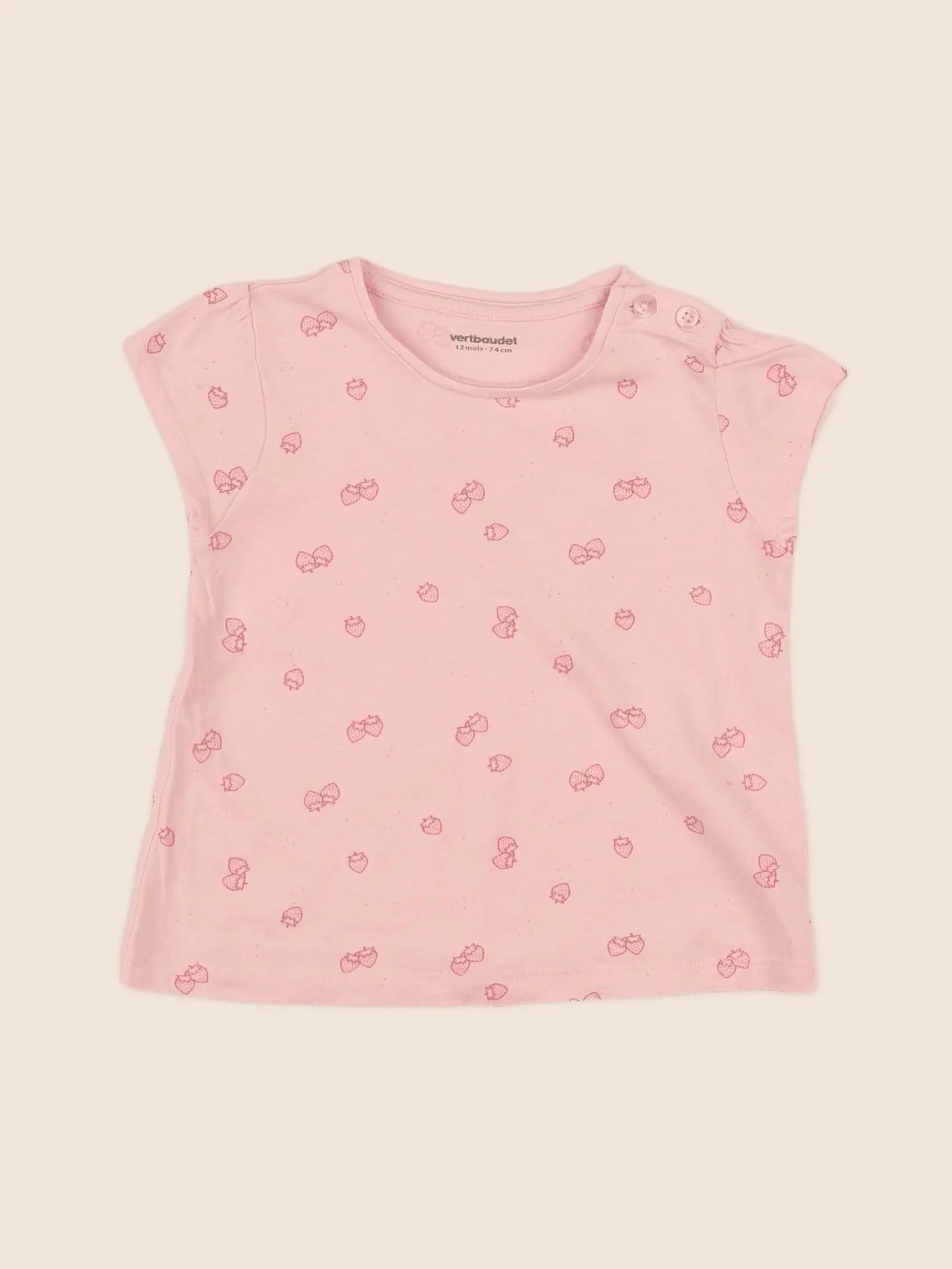 Vertbaudet - tee-shirt rose - 12 mois