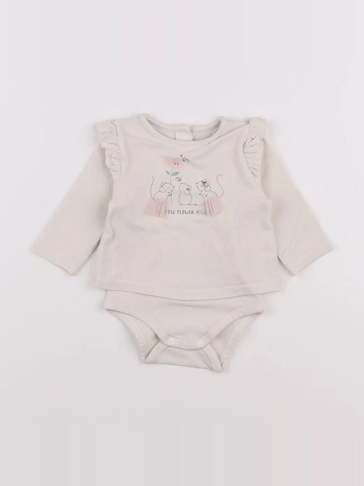 Vertbaudet - body tee-shirt beige - 3 mois