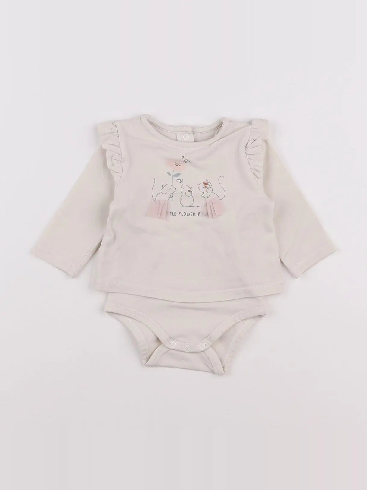 Vertbaudet - body tee-shirt beige - 3 mois