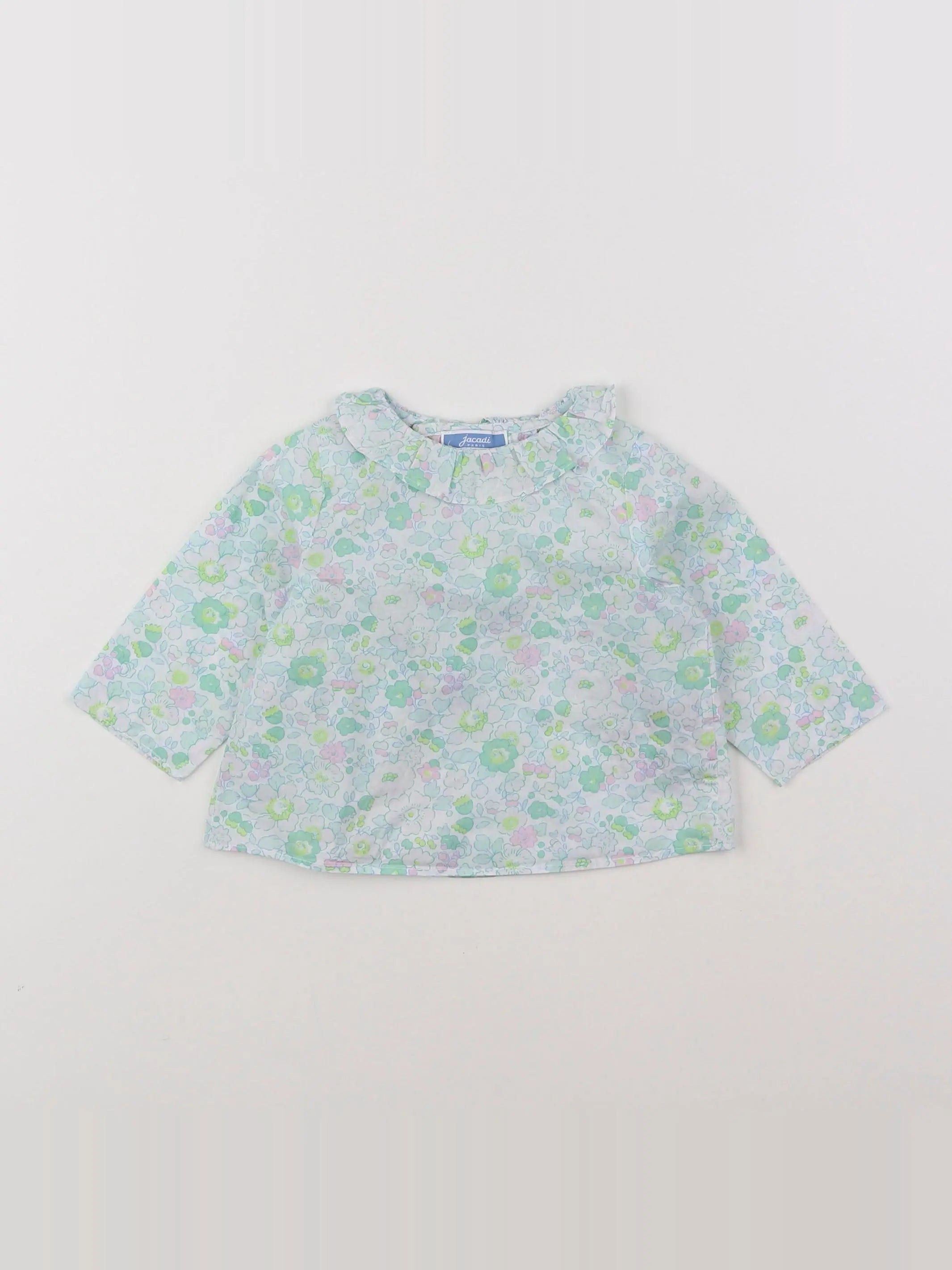 Jacadi - blouse liberty blanc, vert, rose - 6 mois
