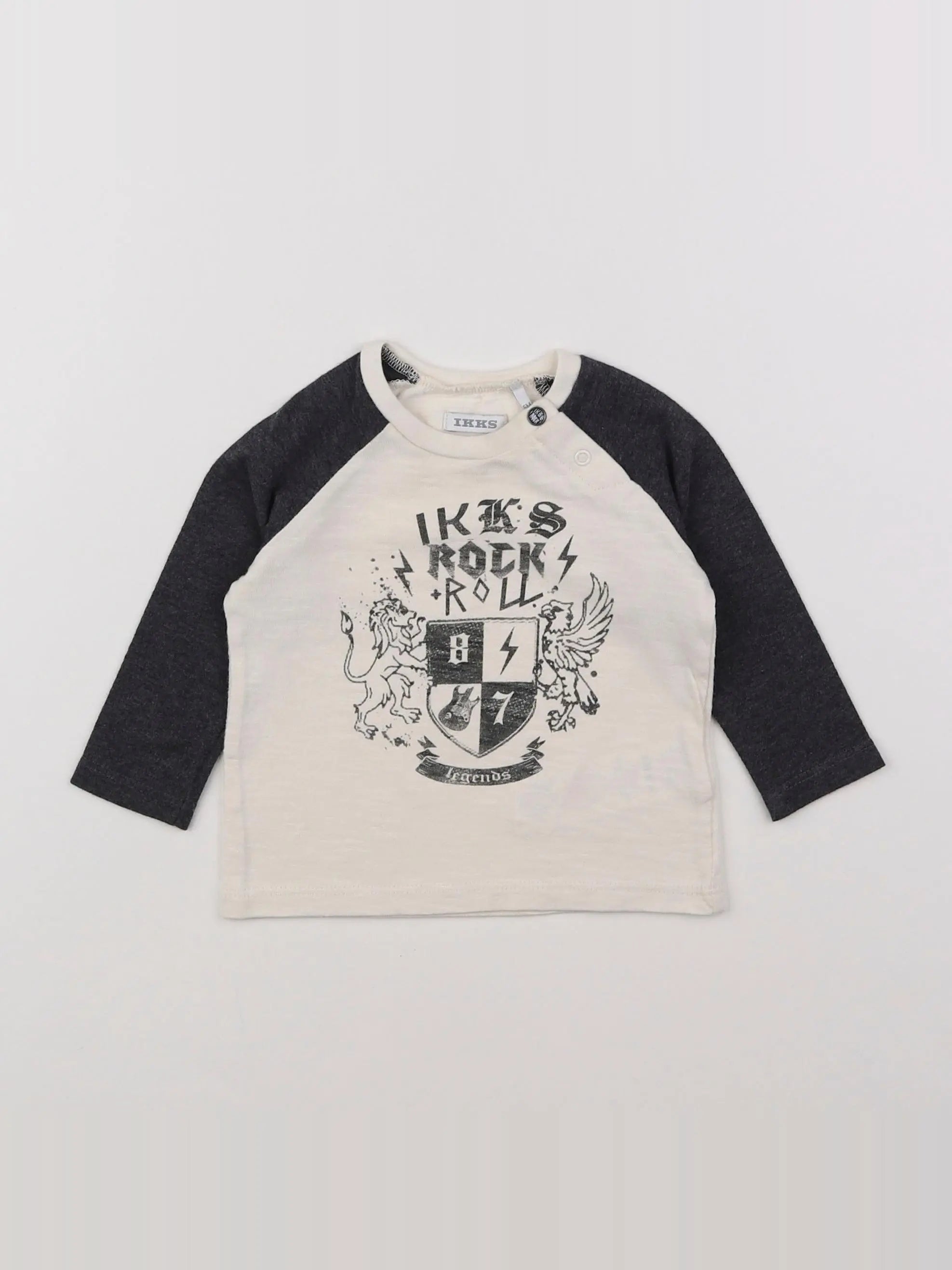 IKKS - tee-shirt beige, gris - 6 mois