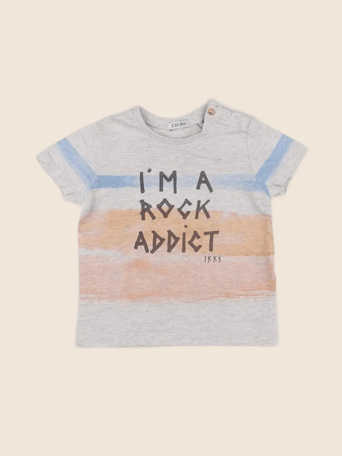 IKKS - tee-shirt gris, beige - 12 mois