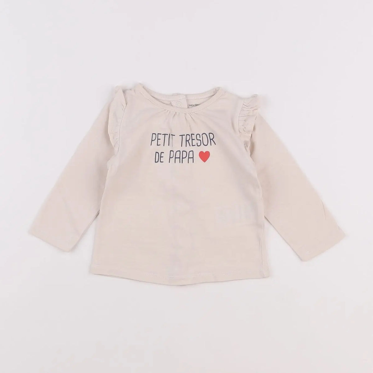 Vertbaudet - tee-shirt beige - 9 mois