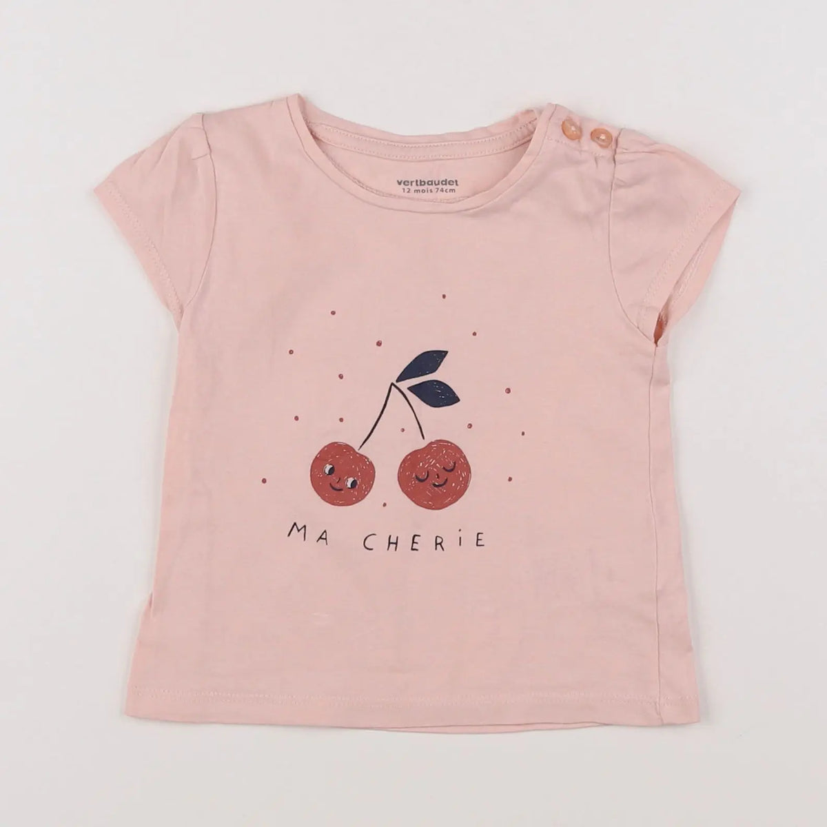 Vertbaudet - tee-shirt rose - 12 mois