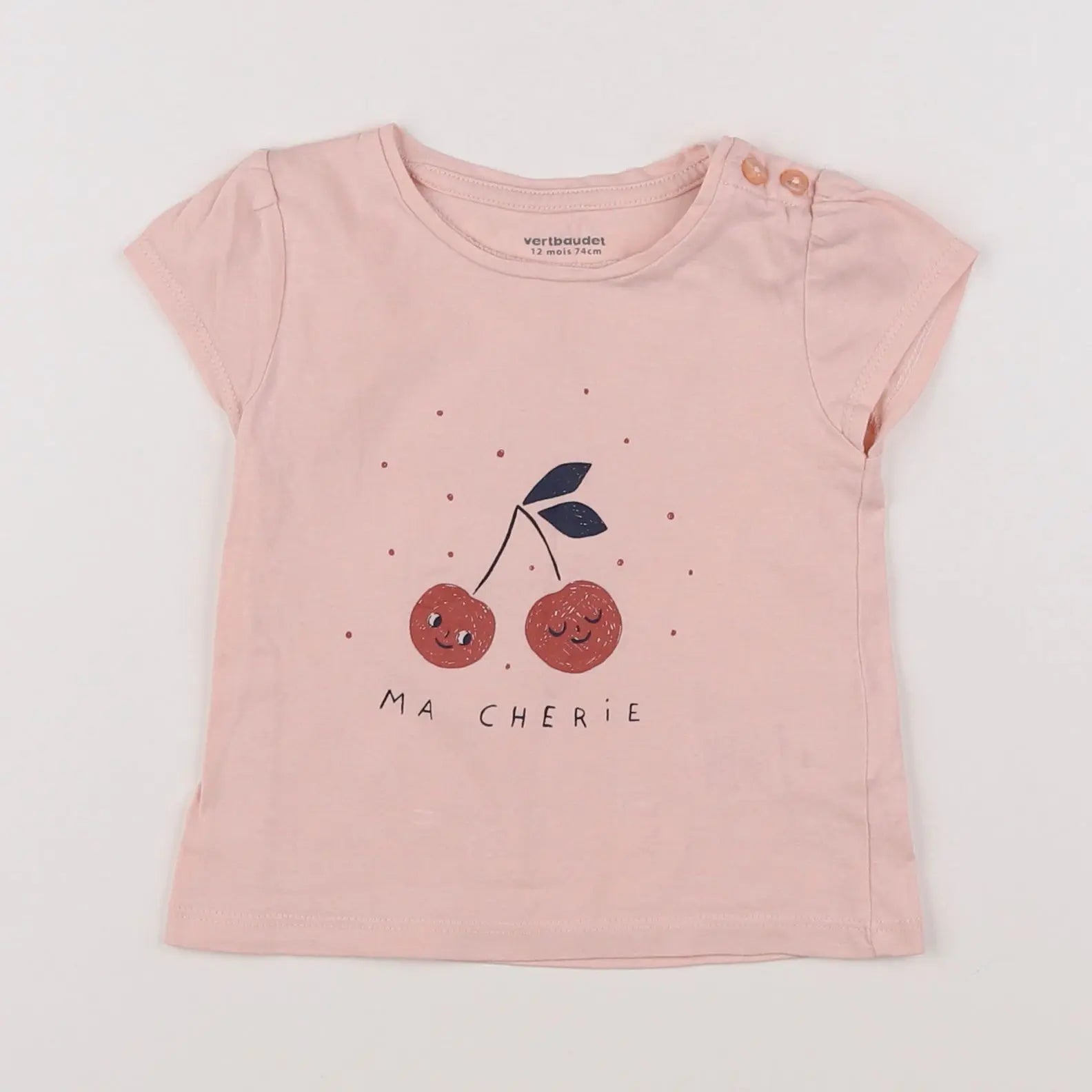 Vertbaudet - tee-shirt rose - 12 mois