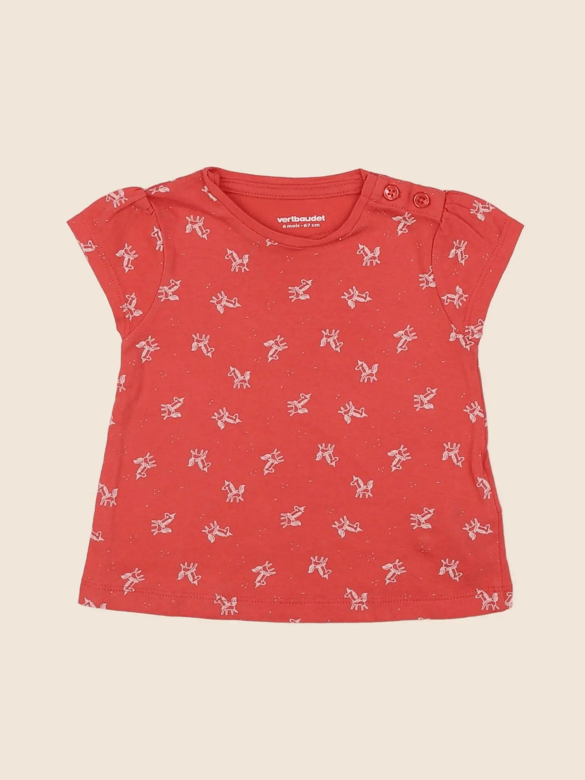 Vertbaudet - tee-shirt rouge - 6 mois