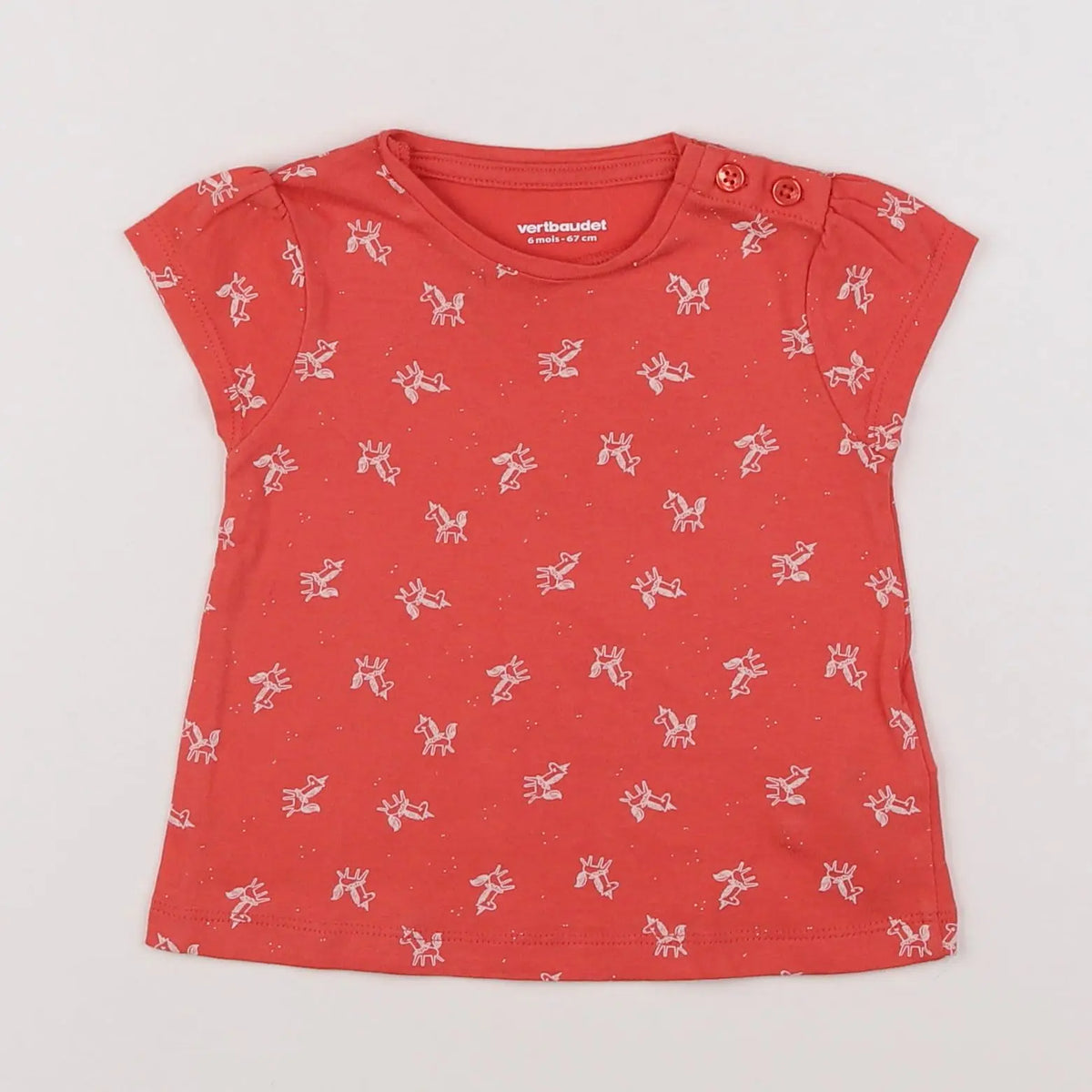 Vertbaudet - tee-shirt rouge - 6 mois