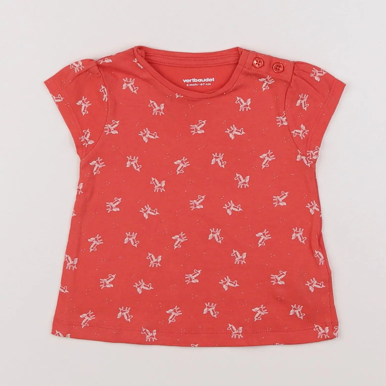 Vertbaudet - tee-shirt rouge - 6 mois