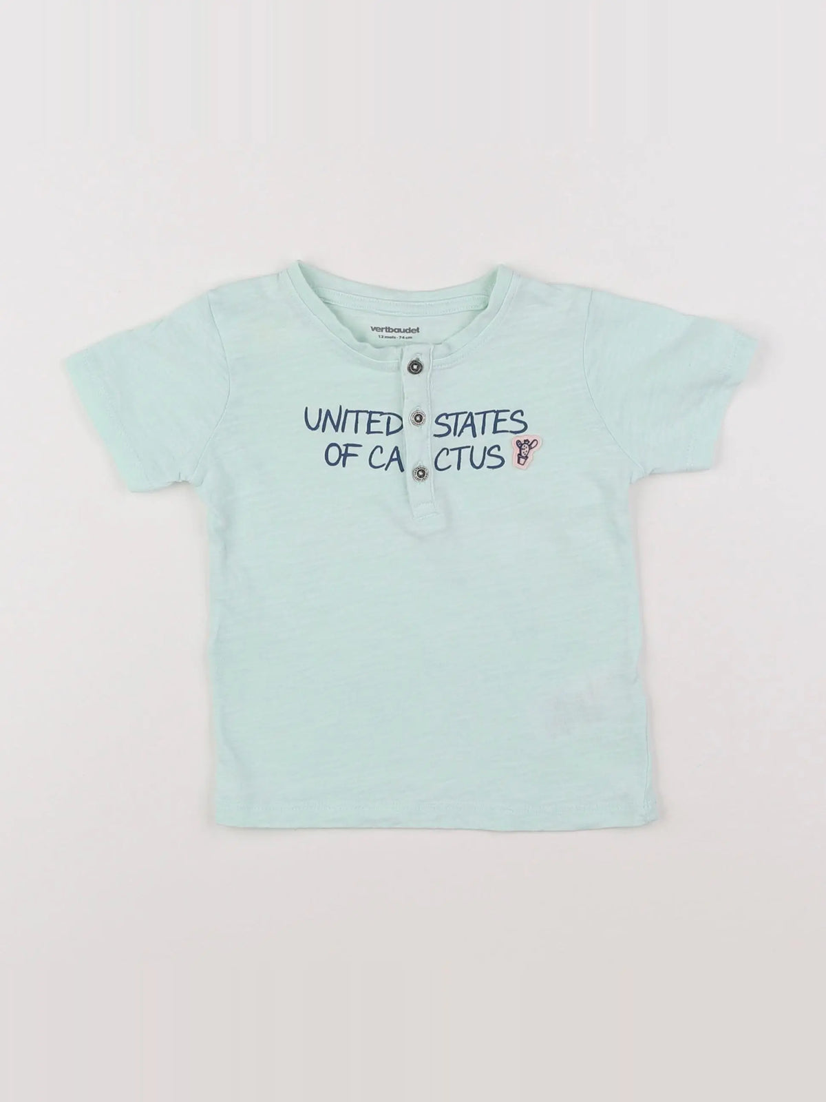 Vertbaudet - tee-shirt bleu - 12 mois