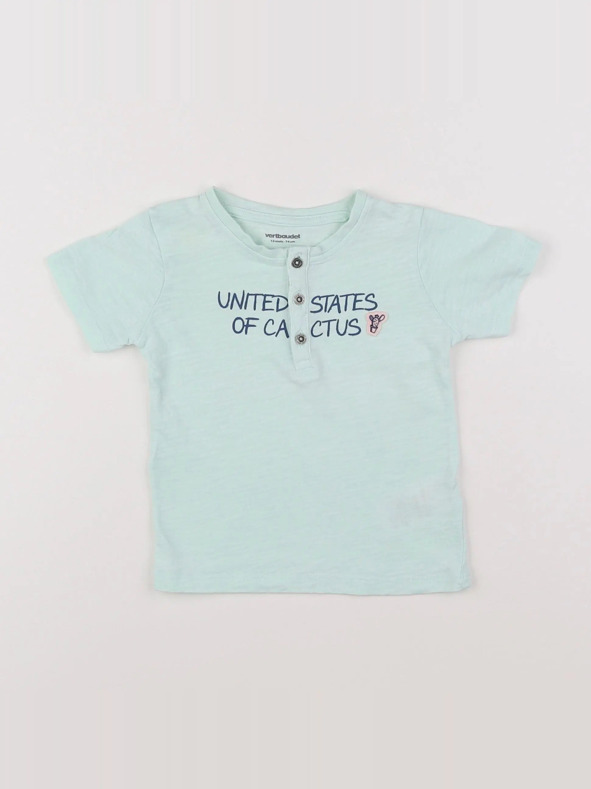 Vertbaudet - tee-shirt bleu - 12 mois