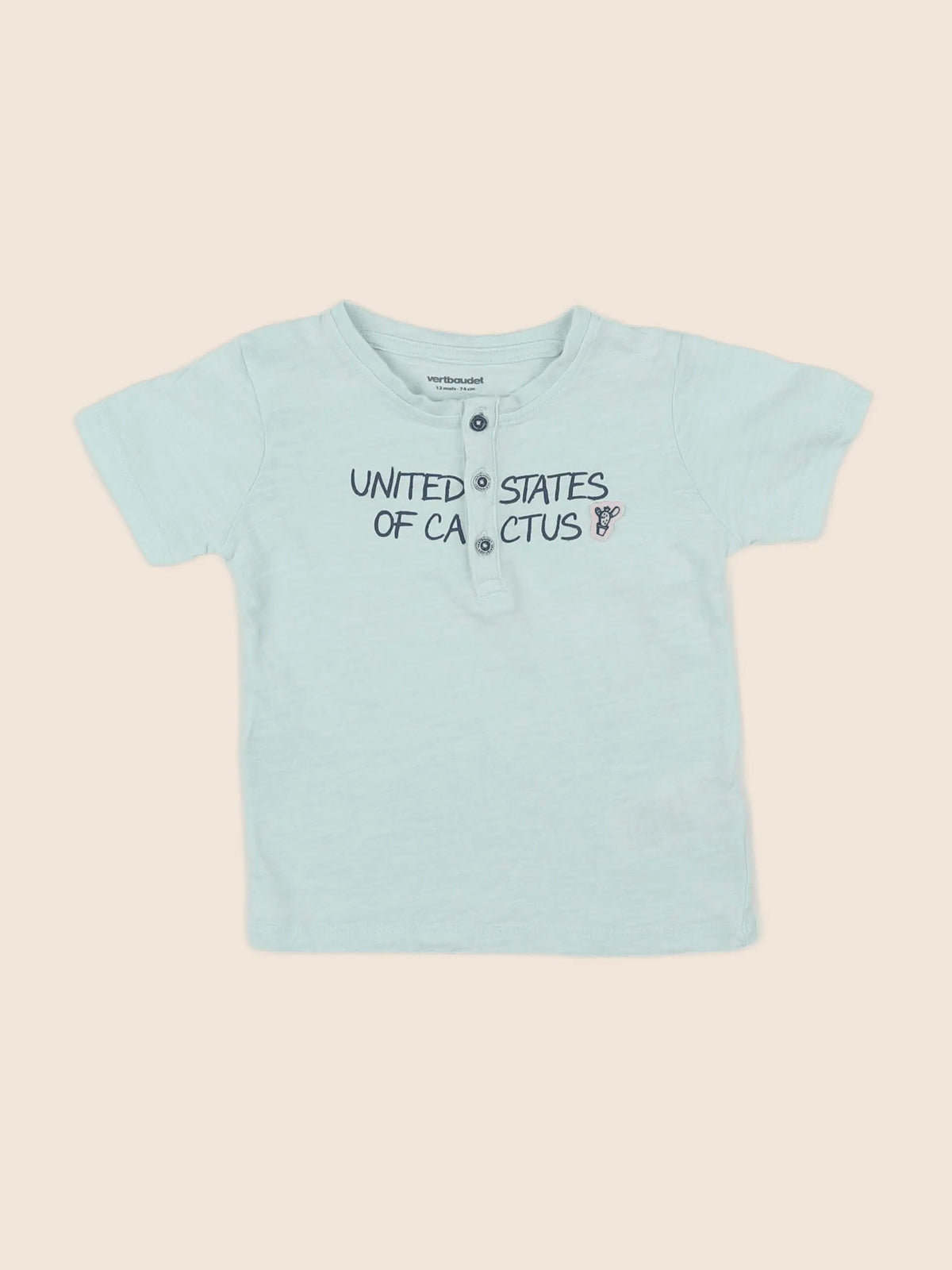 Vertbaudet - tee-shirt bleu - 12 mois