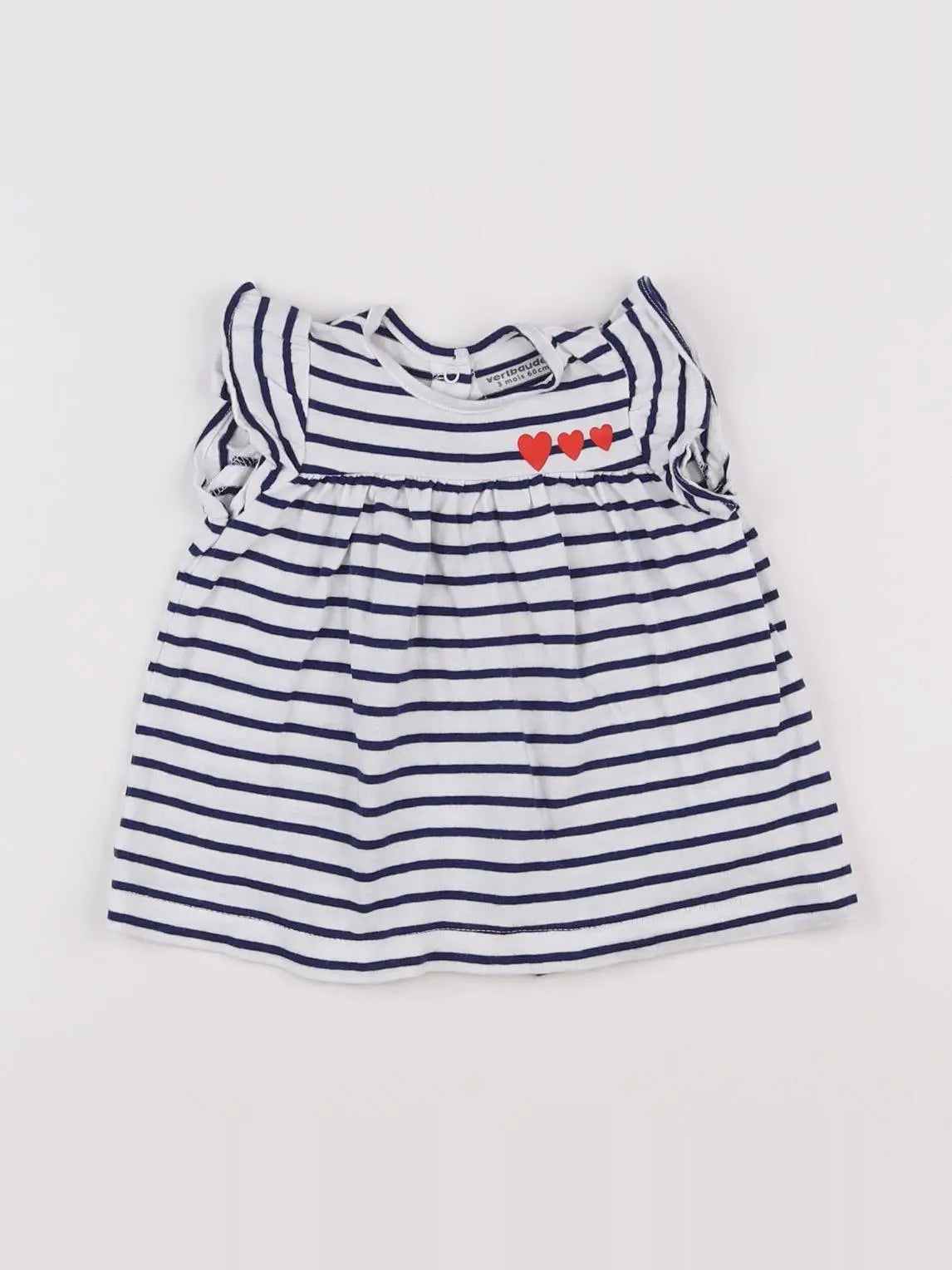 Vertbaudet - robe blanc, bleu - 3 mois