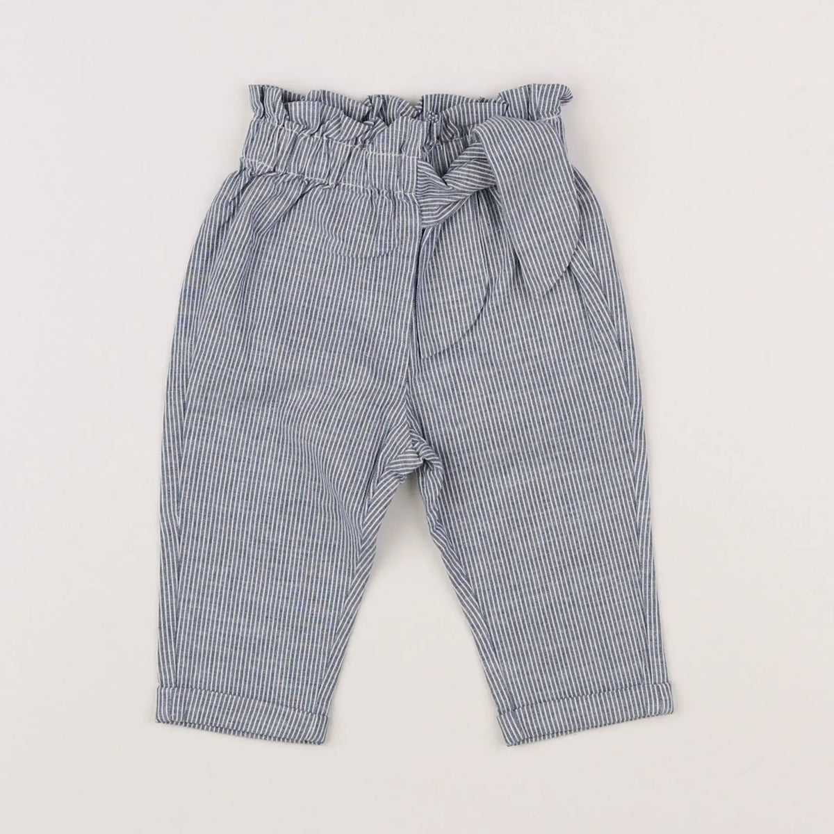 Vertbaudet - pantalon blanc, bleu - 3 mois