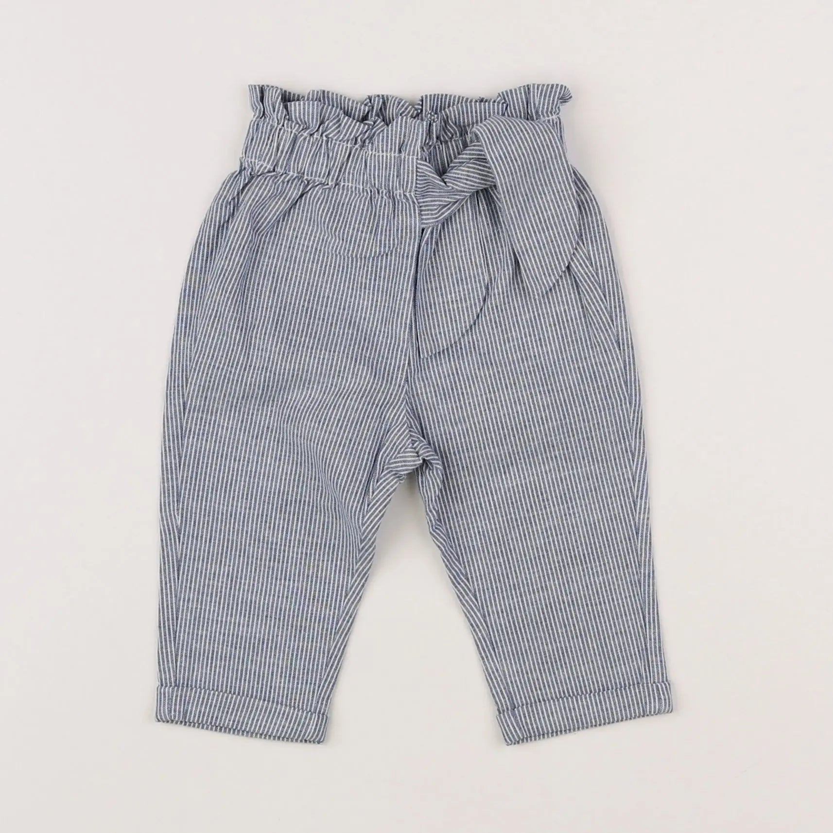 Vertbaudet - pantalon blanc, bleu - 3 mois