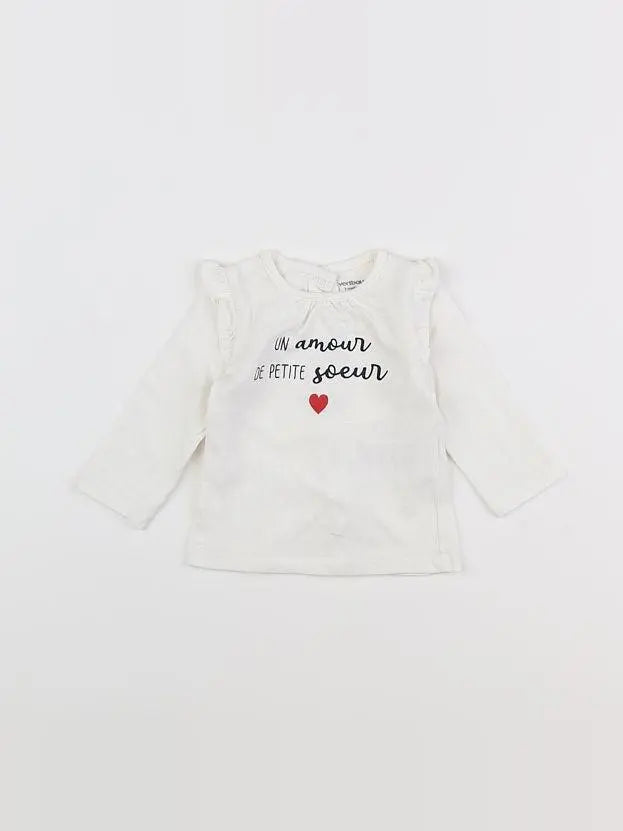 Vertbaudet - tee-shirt blanc - 3 mois