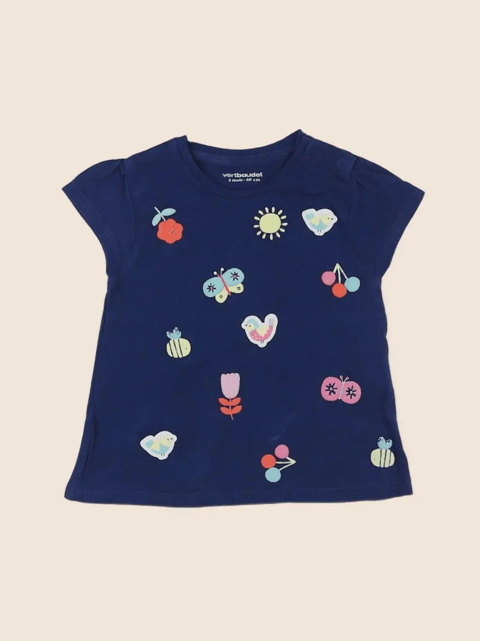 Vertbaudet - tee-shirt bleu - 3 mois