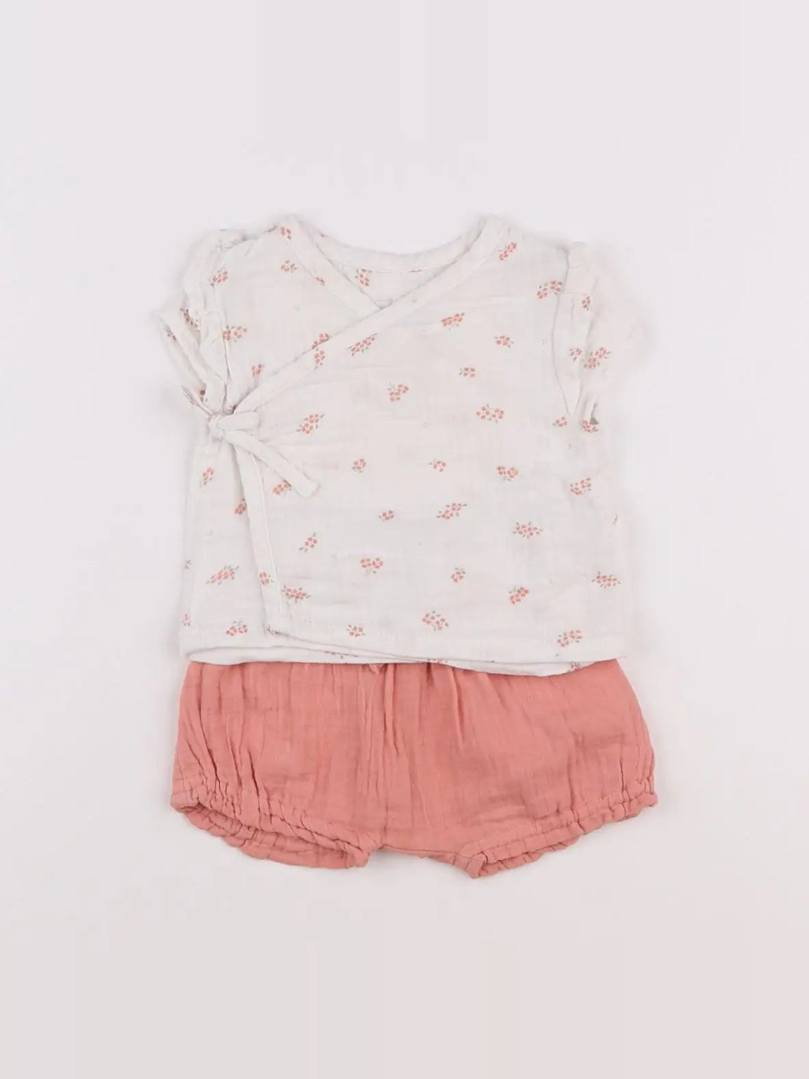 Vertbaudet - ensemble rose, blanc - 3 mois