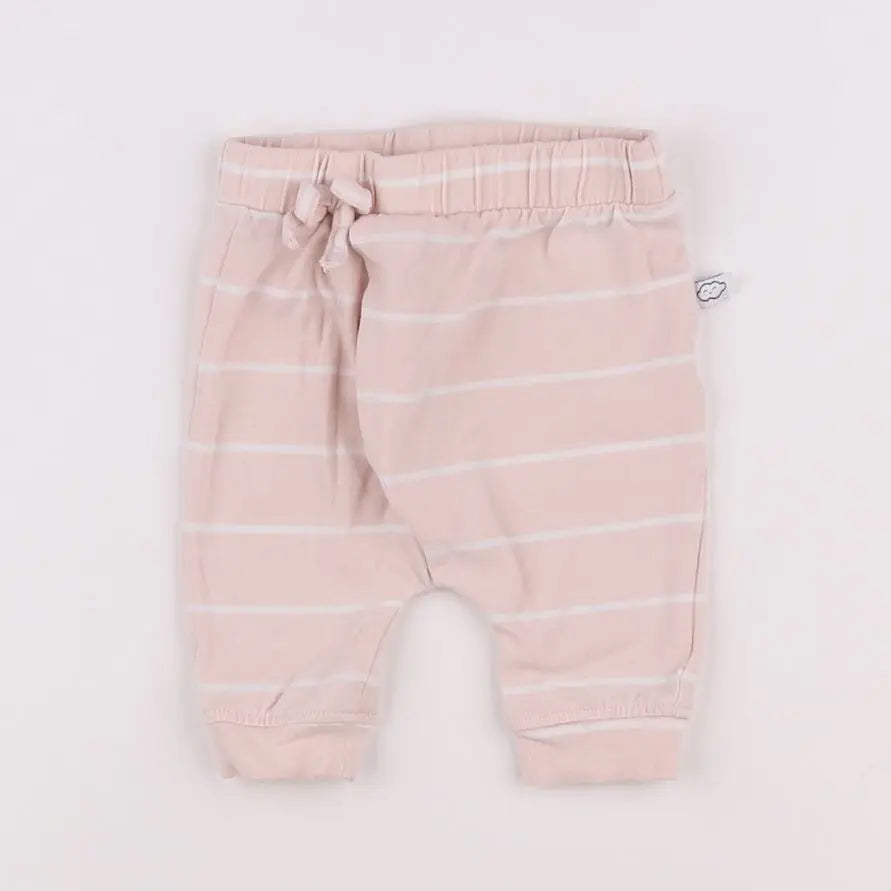 Vertbaudet - sarouel blanc, rose - 3 mois