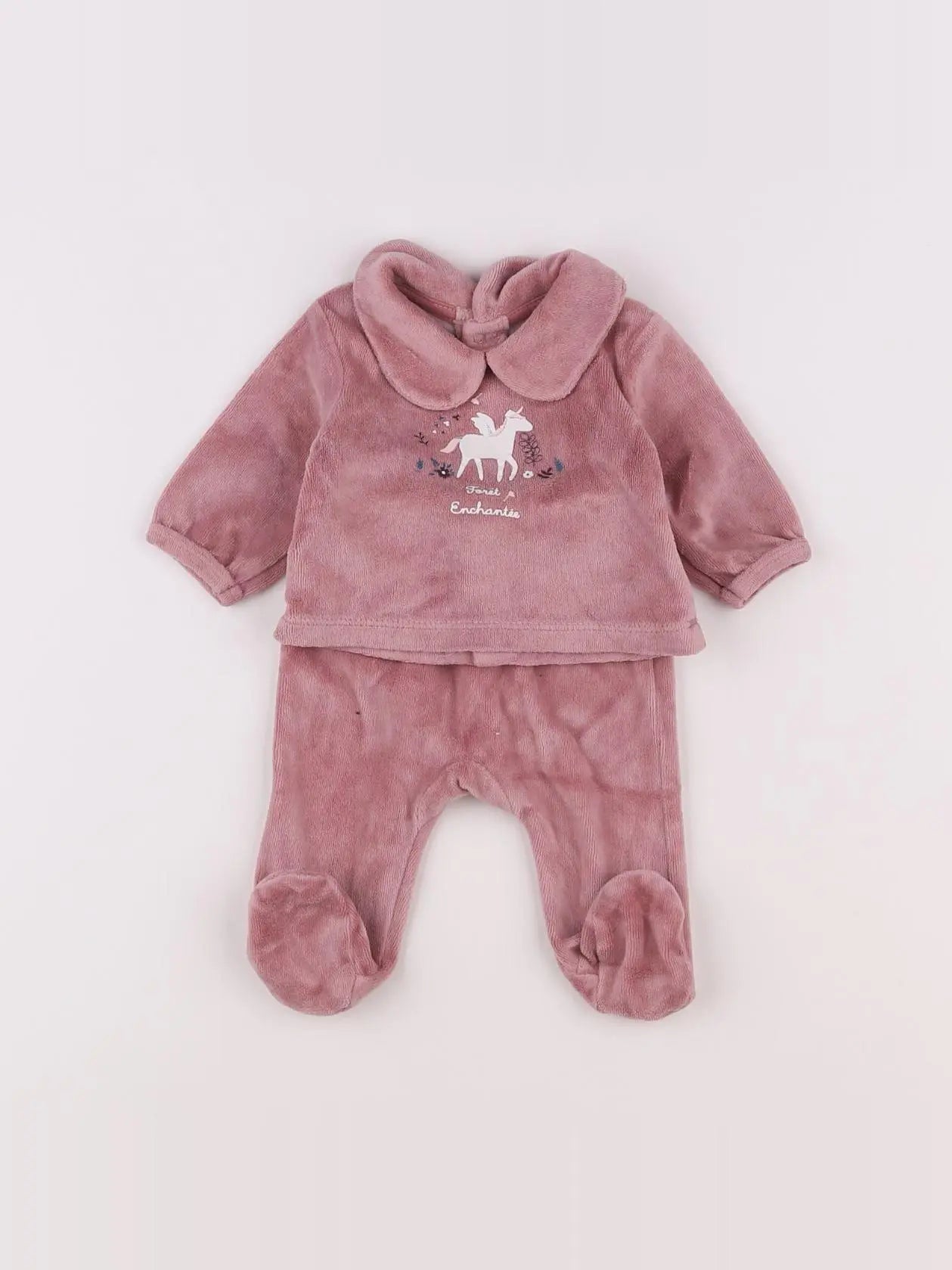 Vertbaudet - pyjama velours rose - 0 mois