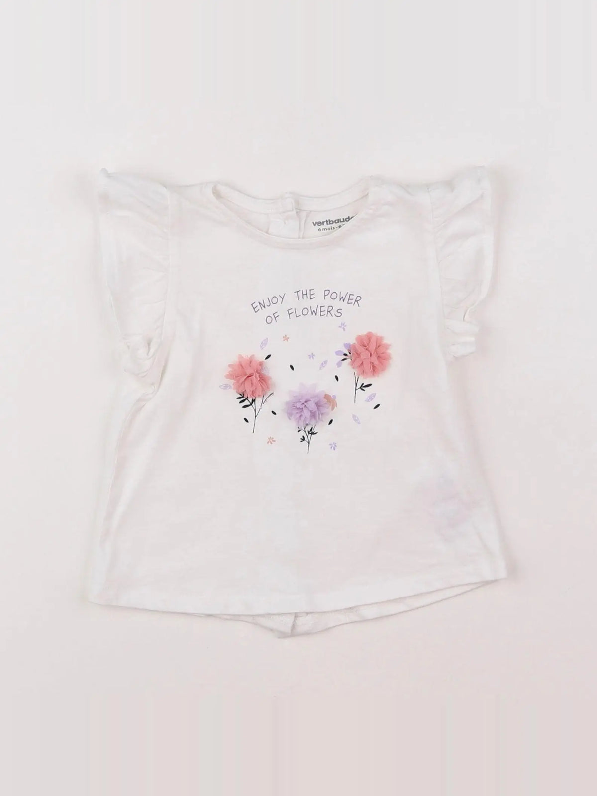 Vertbaudet - tee-shirt blanc - 6 mois
