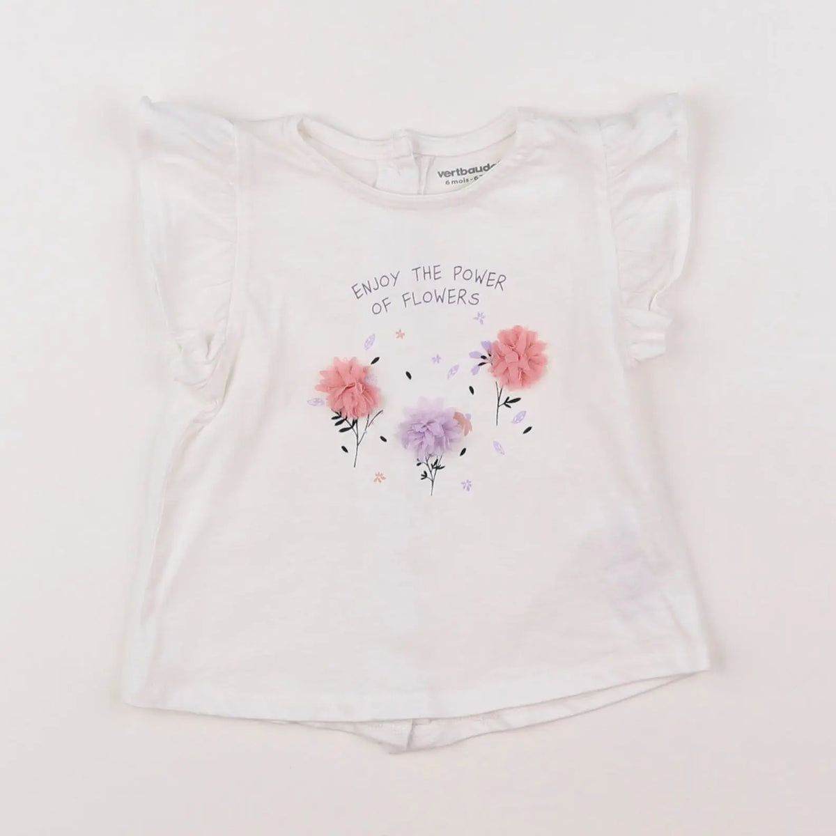 Vertbaudet - tee-shirt blanc - 6 mois