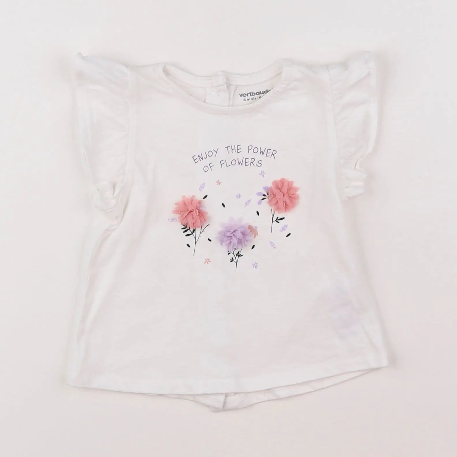 Vertbaudet - tee-shirt blanc - 6 mois