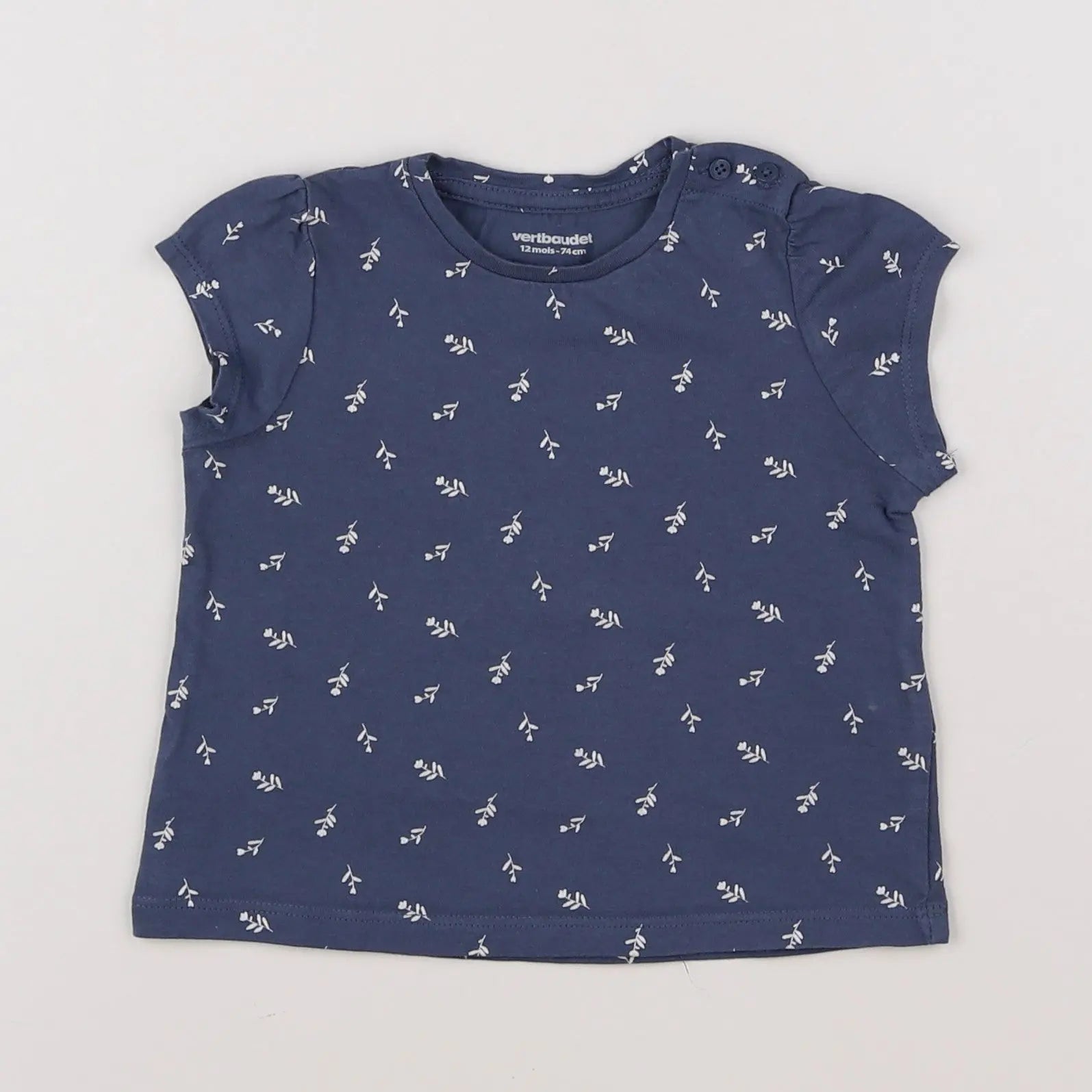Vertbaudet - tee-shirt bleu - 12 mois