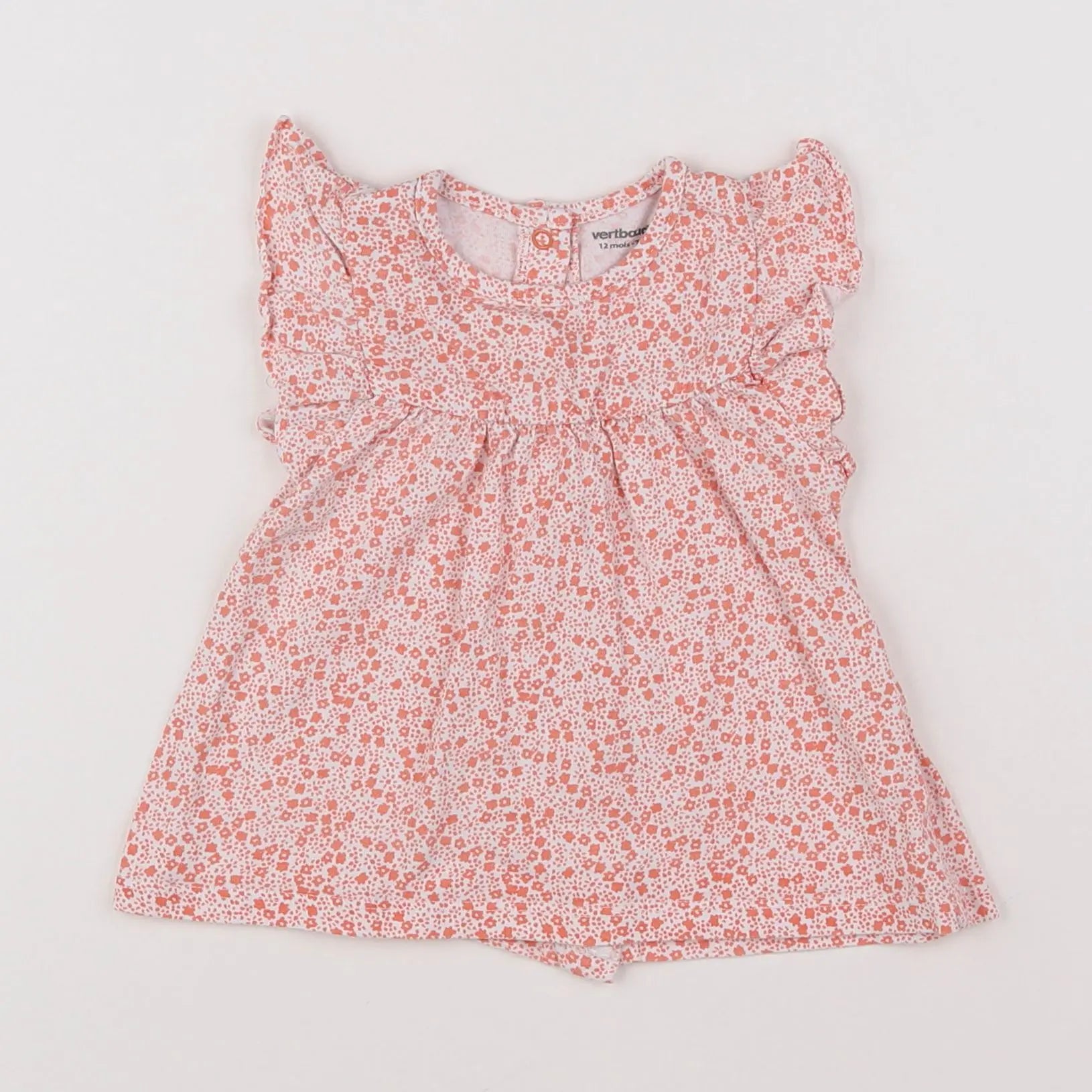 Vertbaudet - robe rose, blanc - 12 mois